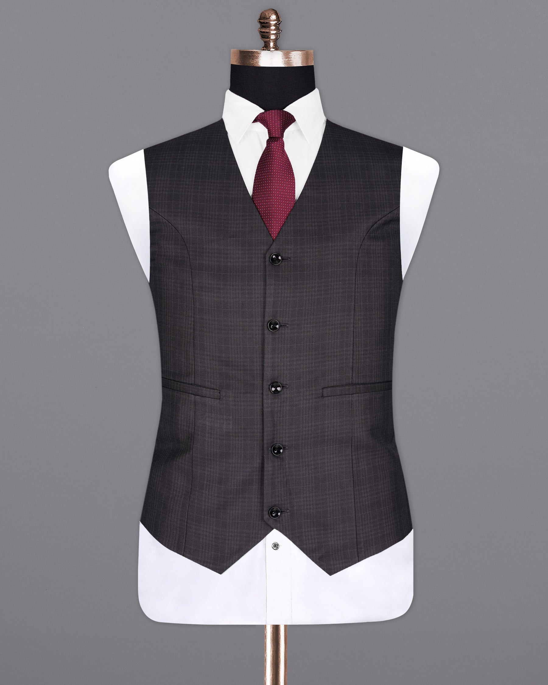 Charcoal Brown Plaid Waistcoat V1928-36, V1928-38, V1928-40, V1928-42, V1928-44, V1928-46, V1928-48, V1928-50, V1928-52, V1928-54, V1928-56, V1928-58, V1928-60