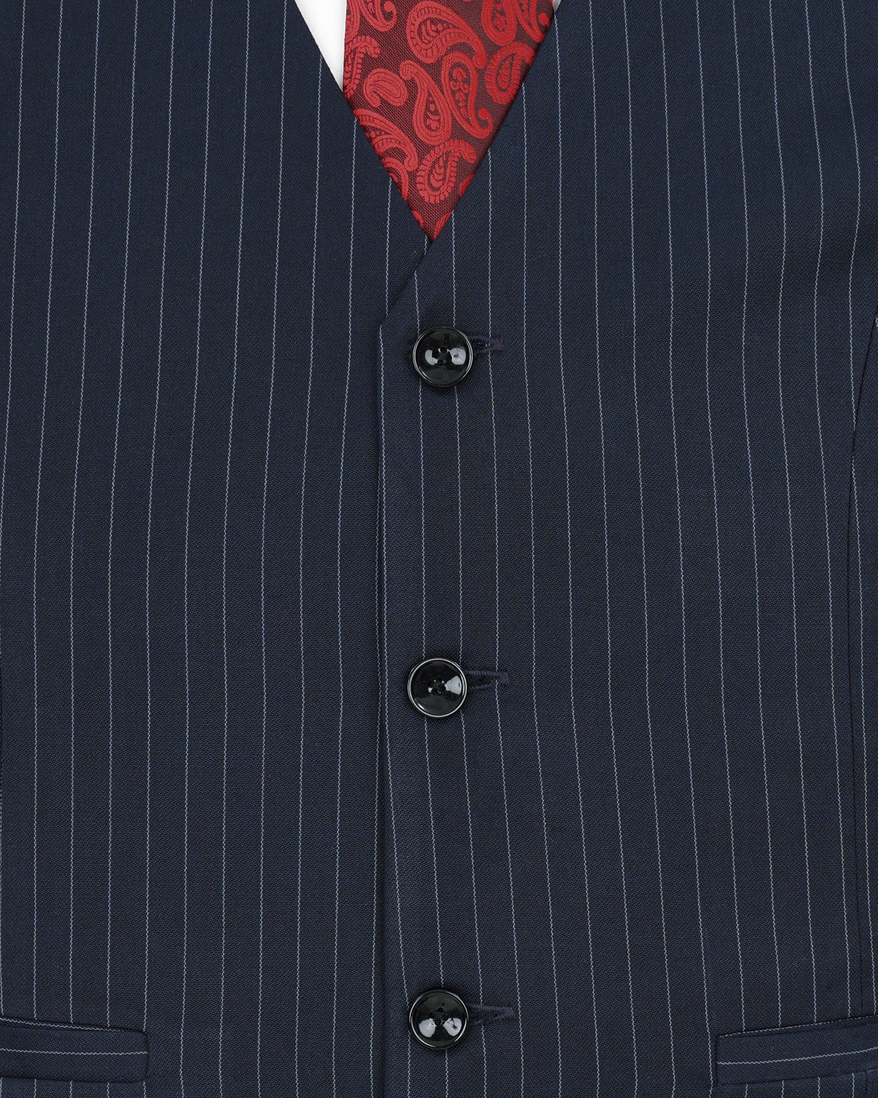 Midnight Mirage Navy Blue Striped Waistcoat V1944-36, V1944-38, V1944-40, V1944-42, V1944-44, V1944-46, V1944-48, V1944-50, V1944-52, V1944-54, V1944-56, V1944-58, V1944-60