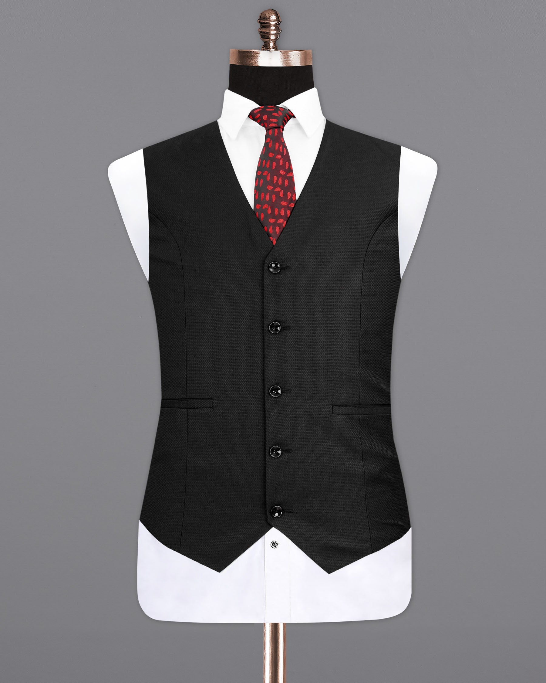 Jade Black diamond textured Waistcoat V1977-36, V1977-38, V1977-40, V1977-42, V1977-44, V1977-46, V1977-48, V1977-50, V1977-52, V1977-54, V1977-56, V1977-58, V1977-60