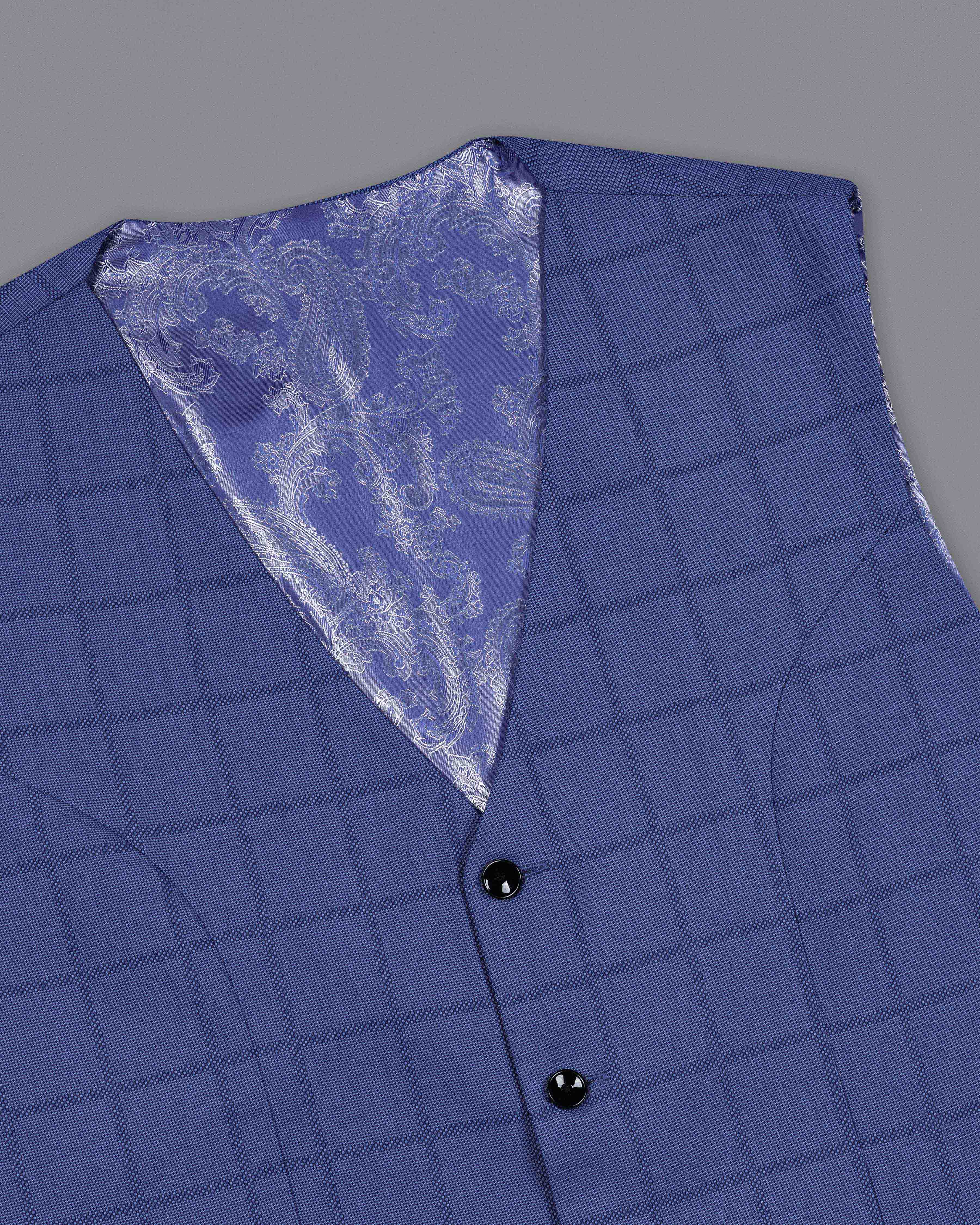 Chambray Blue Windowpane Waistcoat V2048-36, V2048-38, V2048-40, V2048-42, V2048-44, V2048-46, V2048-48, V2048-50, V2048-52, V2048-54, V2048-56, V2048-58, V2048-60