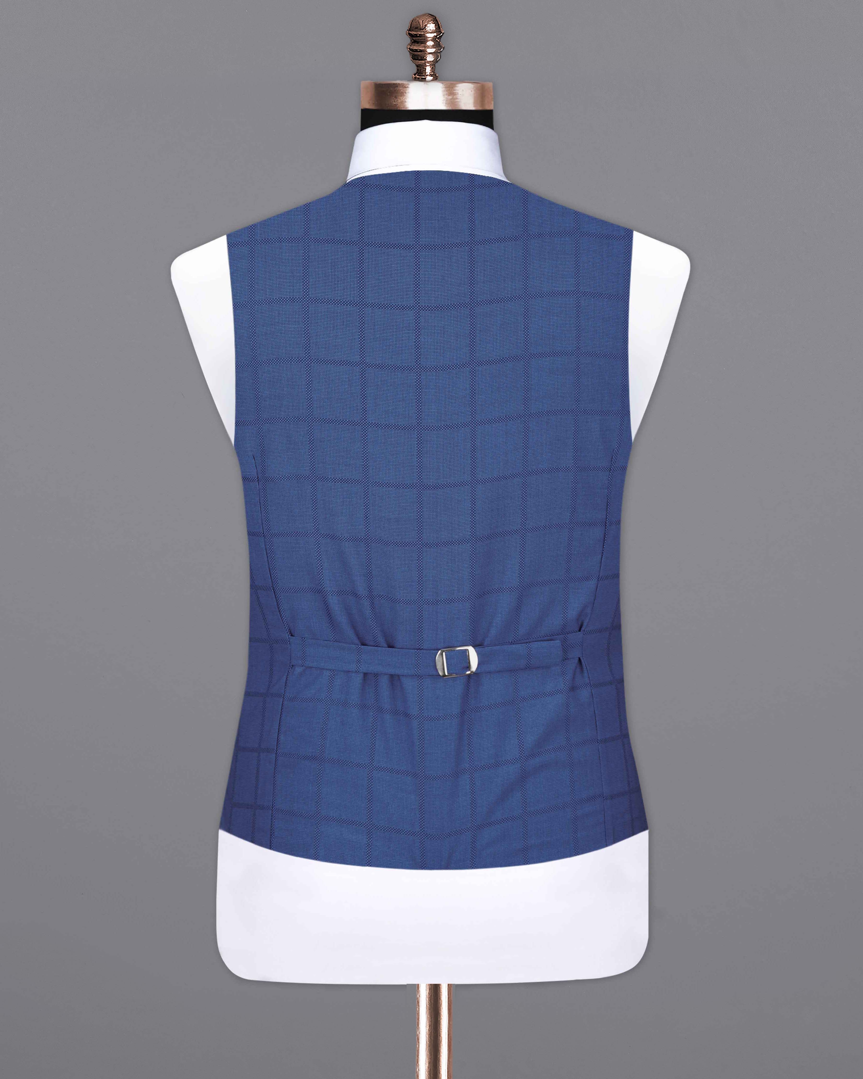 Chambray Blue Windowpane Waistcoat V2048-36, V2048-38, V2048-40, V2048-42, V2048-44, V2048-46, V2048-48, V2048-50, V2048-52, V2048-54, V2048-56, V2048-58, V2048-60