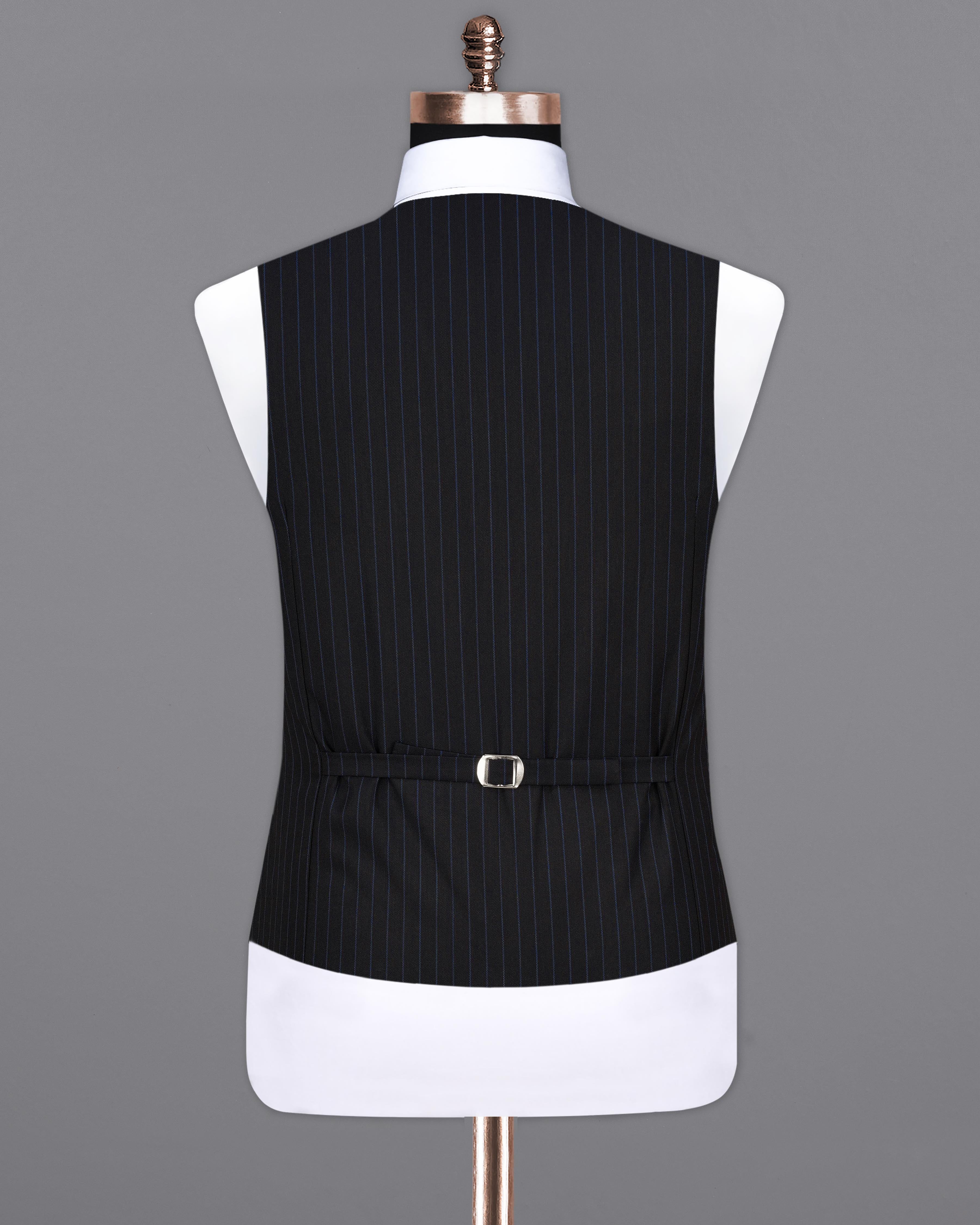 Jade Black with Cloud Burst Blue Striped Waistcoat V2059-36, V2059-38, V2059-40, V2059-42, V2059-44, V2059-46, V2059-48, V2059-50, V2059-52, V2059-54, V2059-56, V2059-58, V2059-60