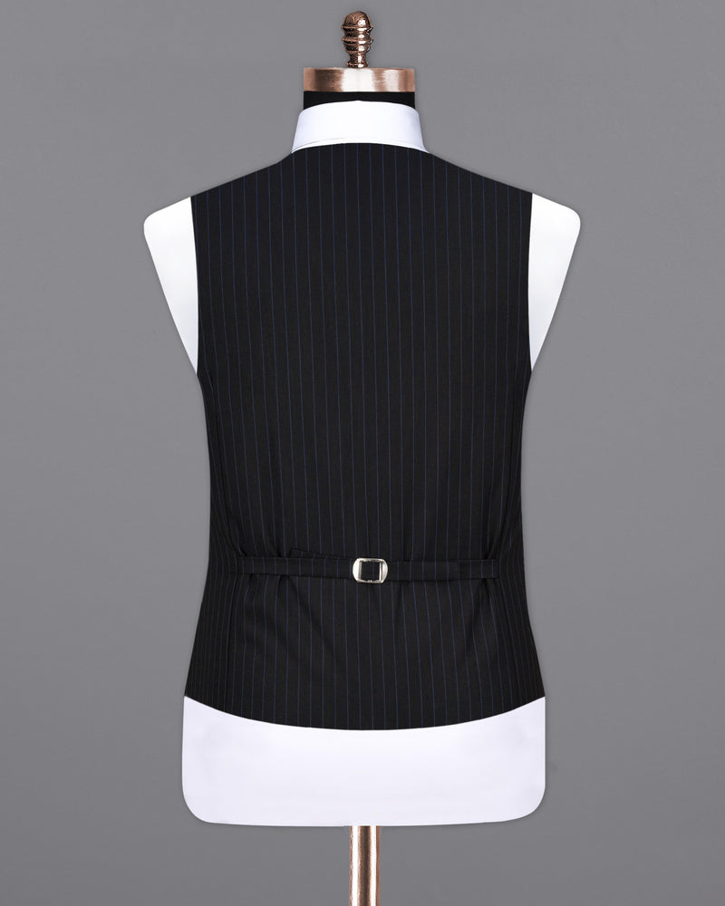 Jade Black with Cloud Burst Blue Striped Waistcoat V2059-36, V2059-38, V2059-40, V2059-42, V2059-44, V2059-46, V2059-48, V2059-50, V2059-52, V2059-54, V2059-56, V2059-58, V2059-60