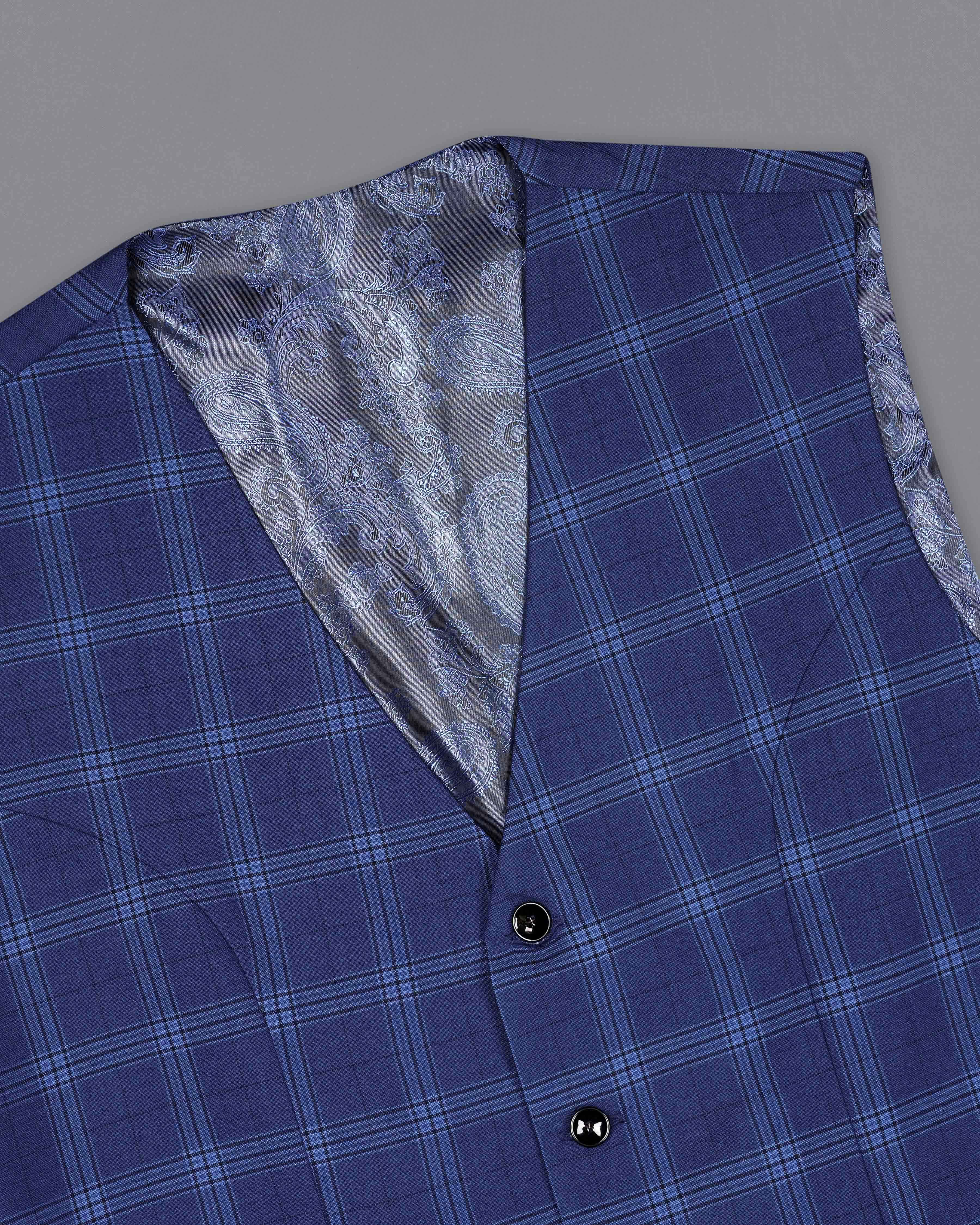 Rhino Blue Plaid Waistcoat V2062-36, V2062-38, V2062-40, V2062-42, V2062-44, V2062-46, V2062-48, V2062-50, V2062-52, V2062-54, V2062-56, V2062-58, V2062-60