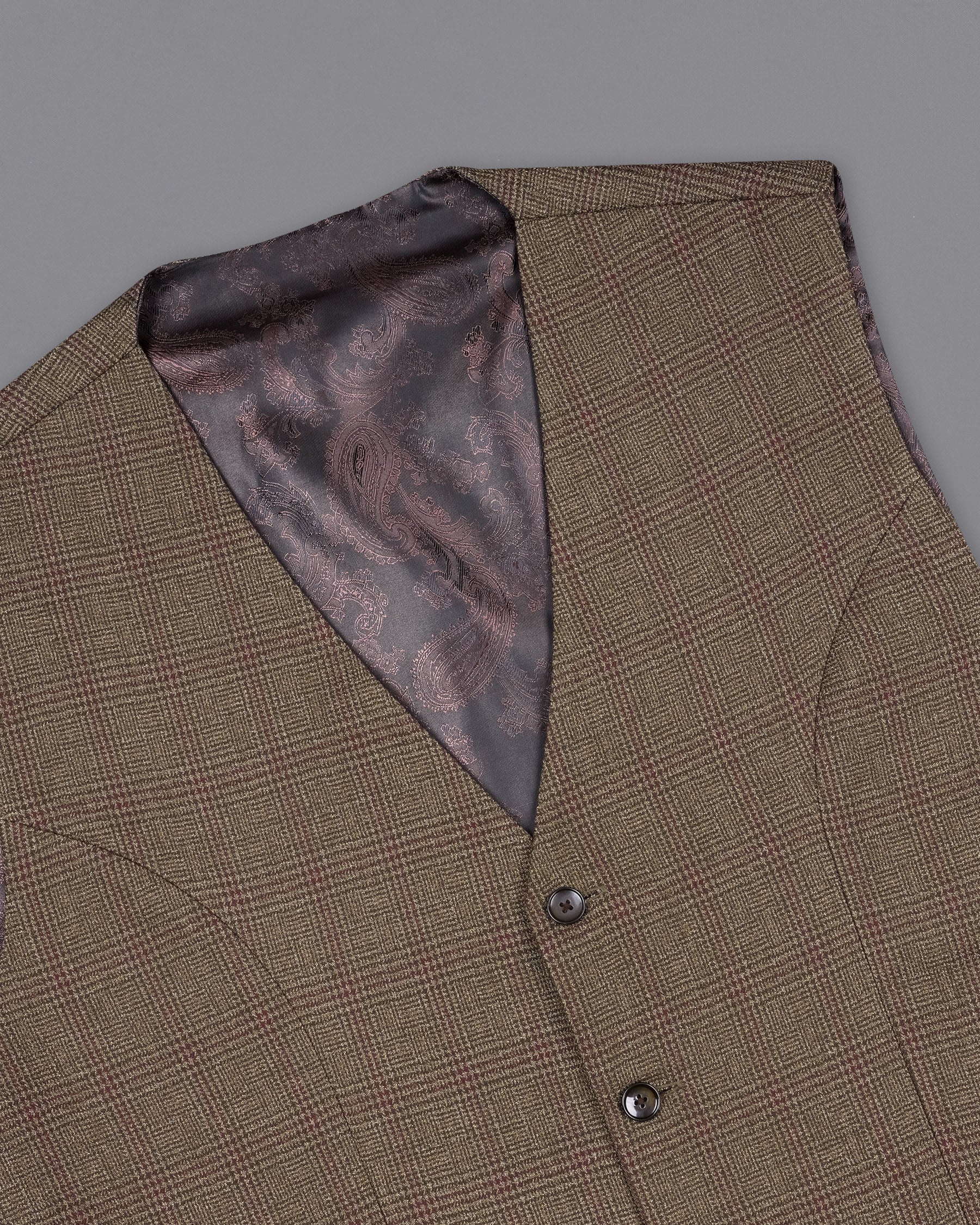 Hemlock Brown Plaid Wool Waistcoat