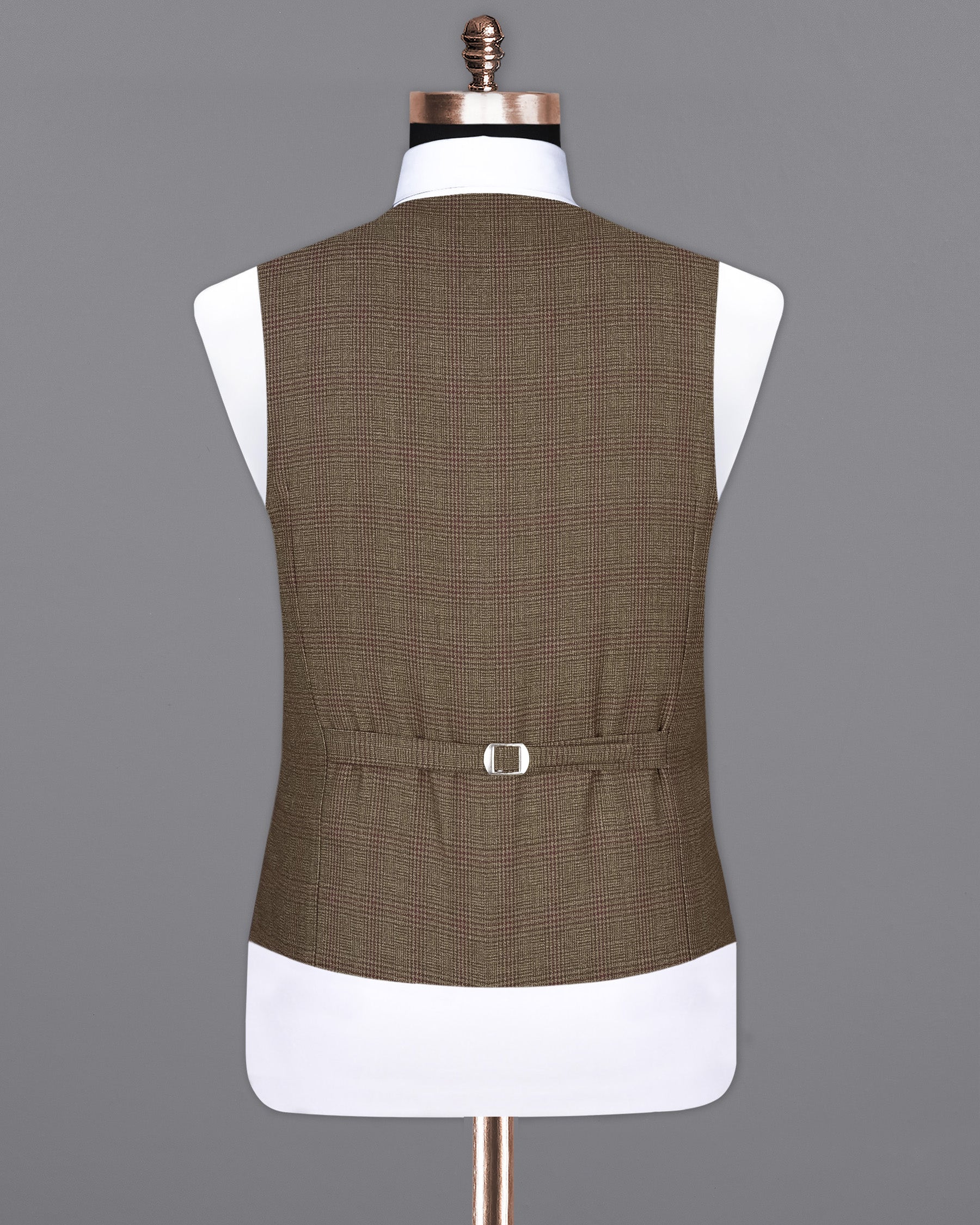 Hemlock Brown Plaid Wool Waistcoat  V2088-36, V2088-38, V2088-40, V2088-42, V2088-44, V2088-46, V2088-48, V2088-50, V2088-52, V2088-54, V2088-56, V2088-58, V2088-60