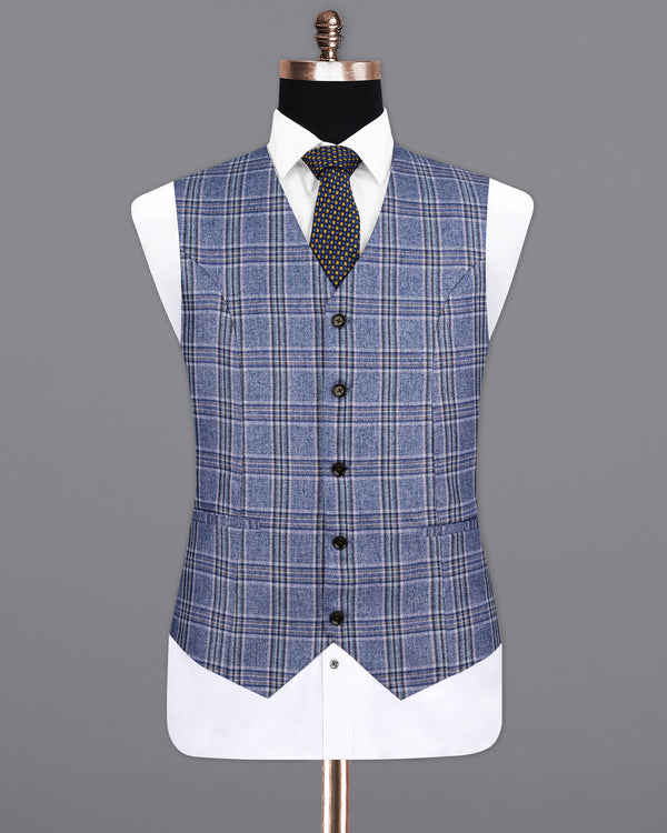 Bayoux Blue Plaid Waistcoat  V2143-36, V2143-38, V2143-40, V2143-42, V2143-44, V2143-46, V2143-48, V2143-50, V2143-52, V2143-54, V2143-56, V2143-58, V2143-60