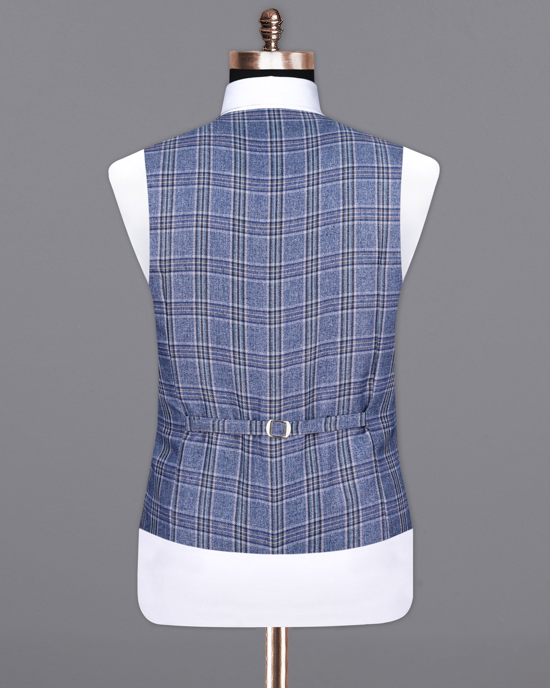 Bayoux Blue Plaid Waistcoat  V2143-36, V2143-38, V2143-40, V2143-42, V2143-44, V2143-46, V2143-48, V2143-50, V2143-52, V2143-54, V2143-56, V2143-58, V2143-60