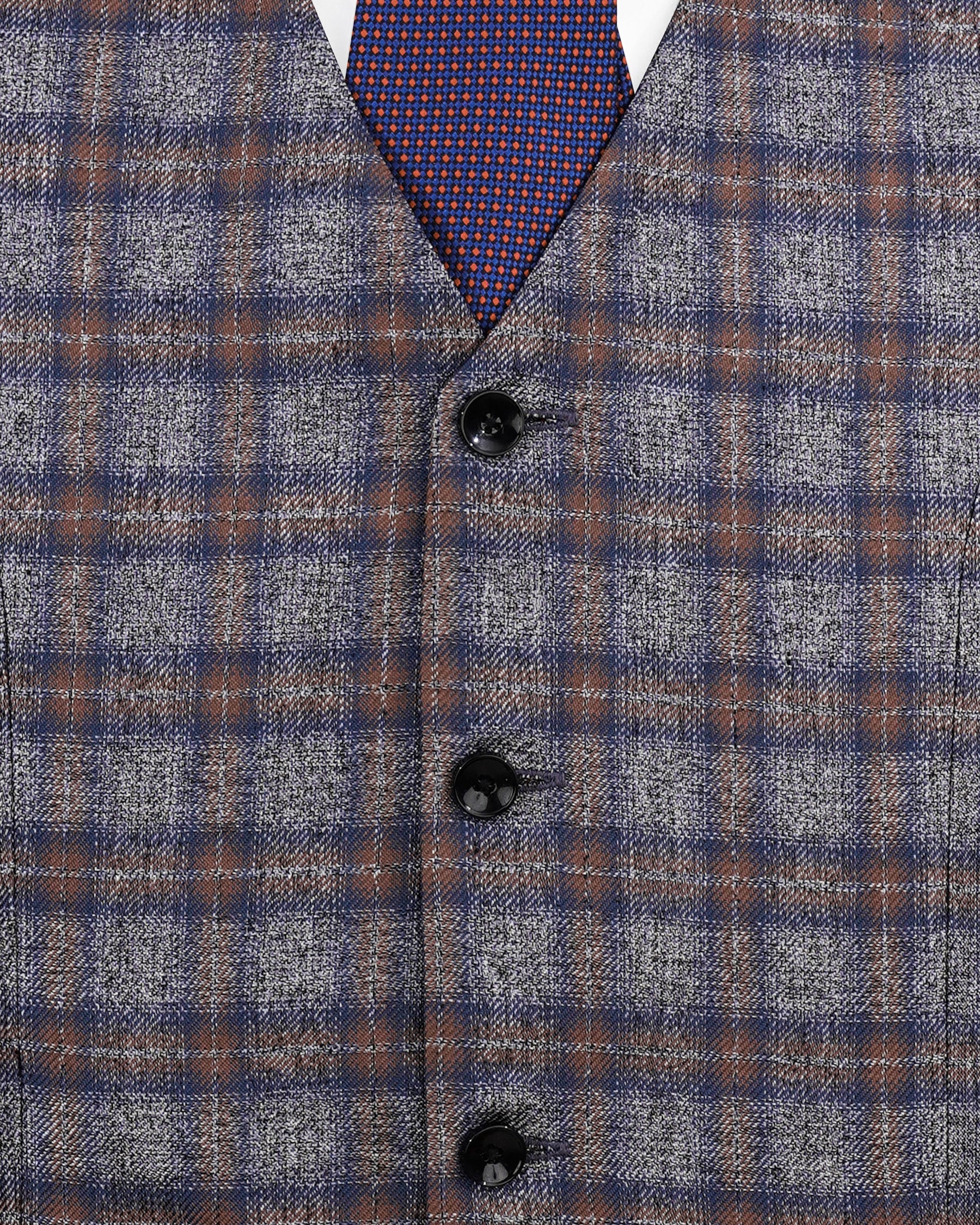 Fuscous Gray Checkered Waistcoat V2144-36, V2144-38, V2144-40, V2144-42, V2144-44, V2144-46, V2144-48, V2144-50, V2144-52, V2144-54, V2144-56, V2144-58, V2144-60