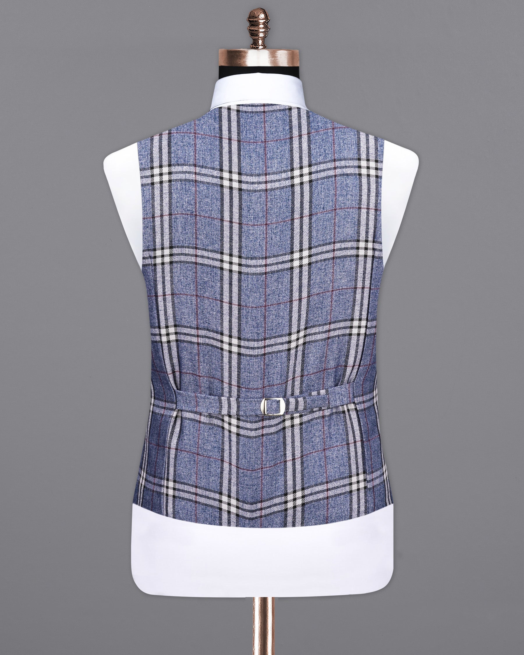 Fiord Blue Plaid Waistcoat  V2154-36, V2154-38, V2154-40, V2154-42, V2154-44, V2154-46, V2154-48, V2154-50, V2154-52, V2154-54, V2154-56, V2154-58, V2154-60