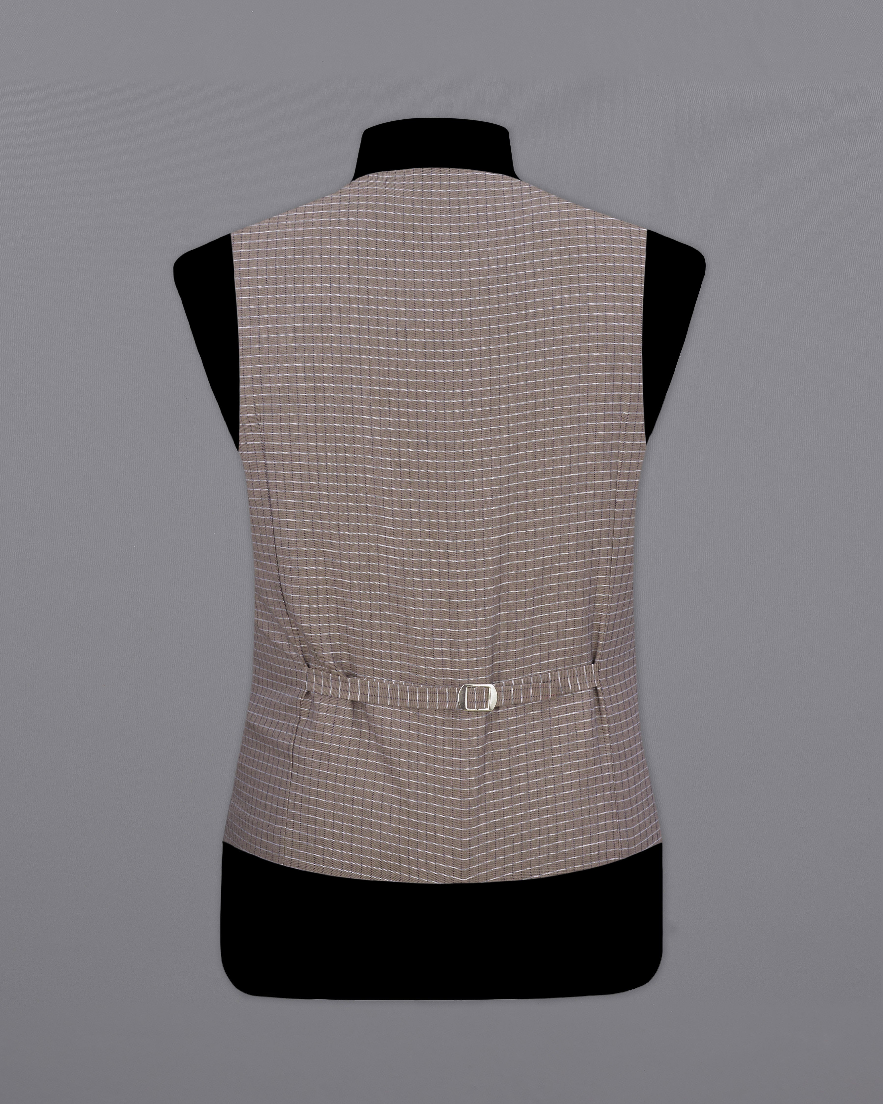 Sand Dune Brown Checkered Premium Cotton Waistcoat V2251-36, V2251-38, V2251-40, V2251-42, V2251-44, V2251-46, V2251-48, V2251-50, V2251-52, V2251-54, V2251-56, V2251-58, V2251-60