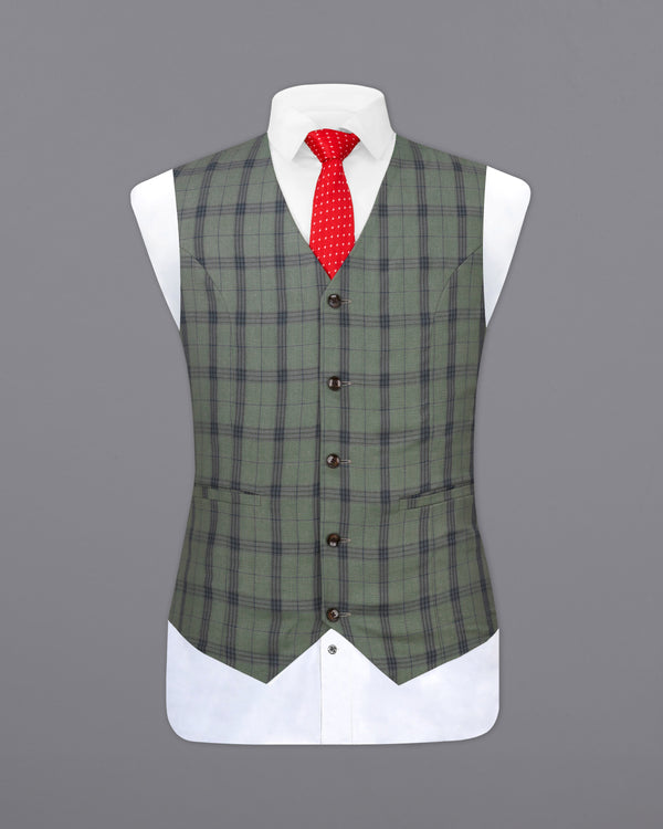 Limed Green and Martinique Blue Plaid Waistcoat V2277-36, V2277-38, V2277-40, V2277-42, V2277-44, V2277-46, V2277-48, V2277-50, V2277-52, V2277-54, V2277-56, V2277-58, V2277-60