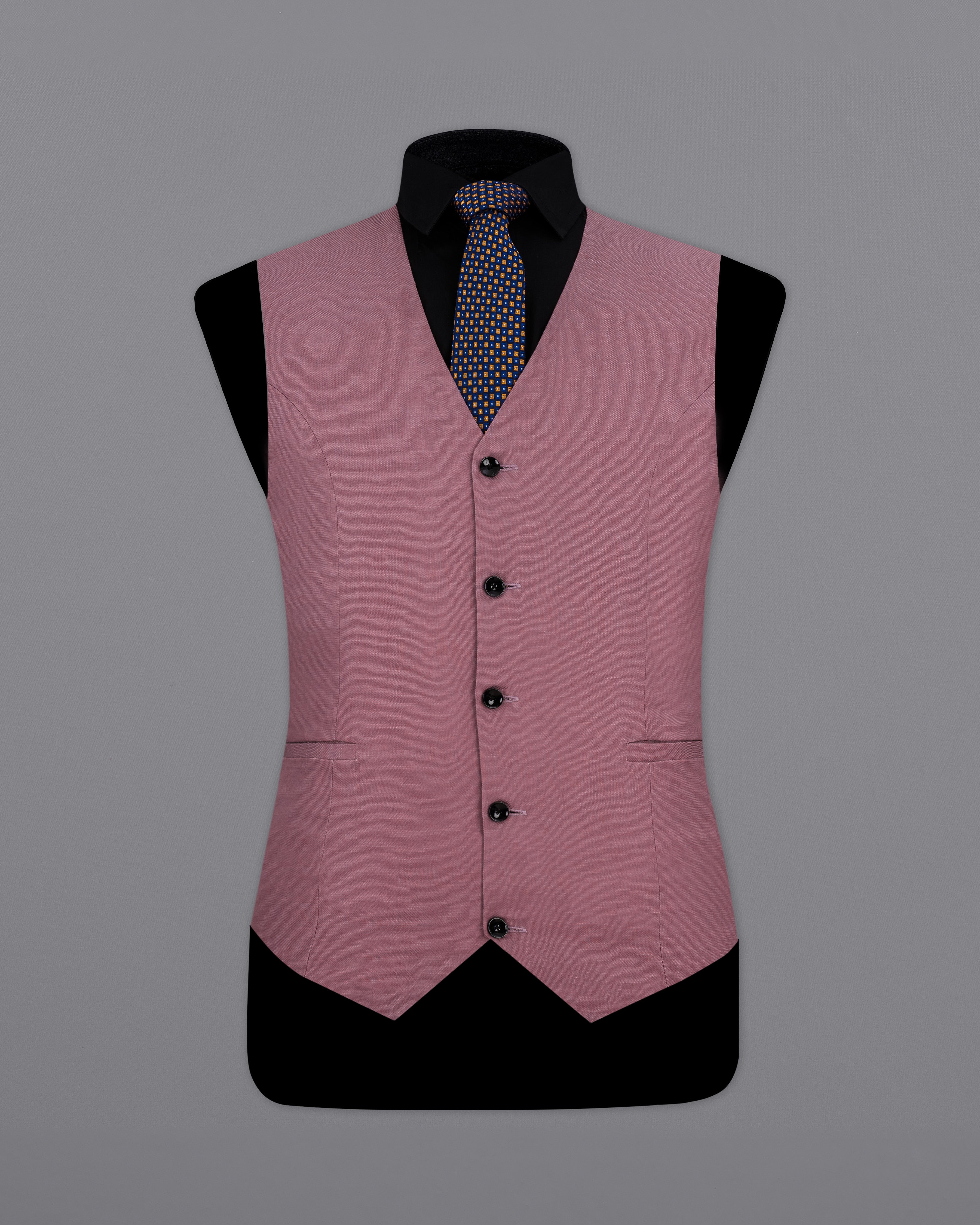 Dark Chestnut Pink  Linen Waistcoat V2313-36, V2313-38, V2313-40, V2313-42, V2313-44, V2313-46, V2313-48, V2313-50, V2313-52, V2313-54, V2313-56, V2313-58, V2313-60