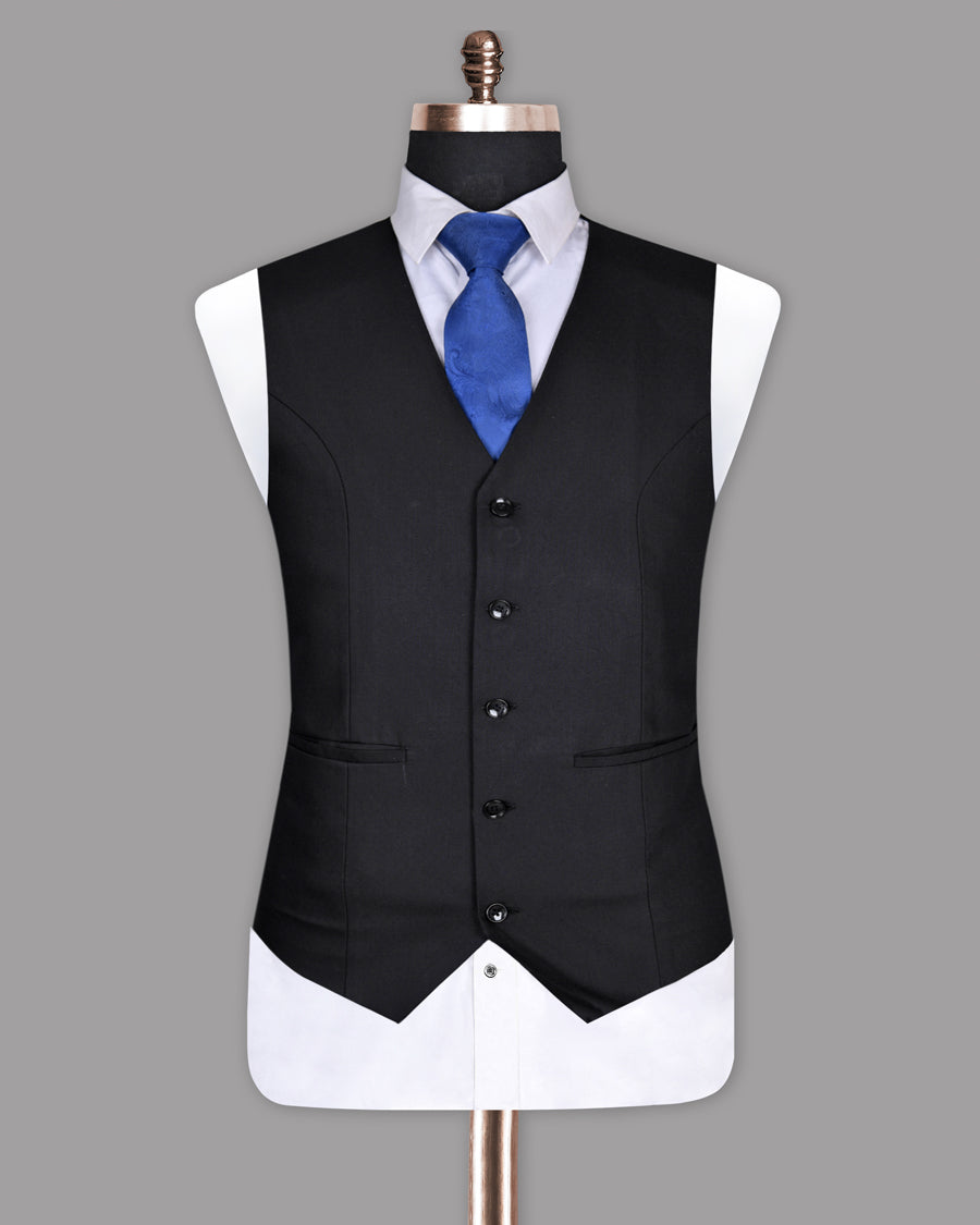 Jade Black Subtle Dobby Wool Rich  Waistcoat V232-50, V232-52, V232-54, V232-46, V232-48, V232-58, V232-60, V232-56, V232-36, V232-38, V232-40, V232-42, V232-44