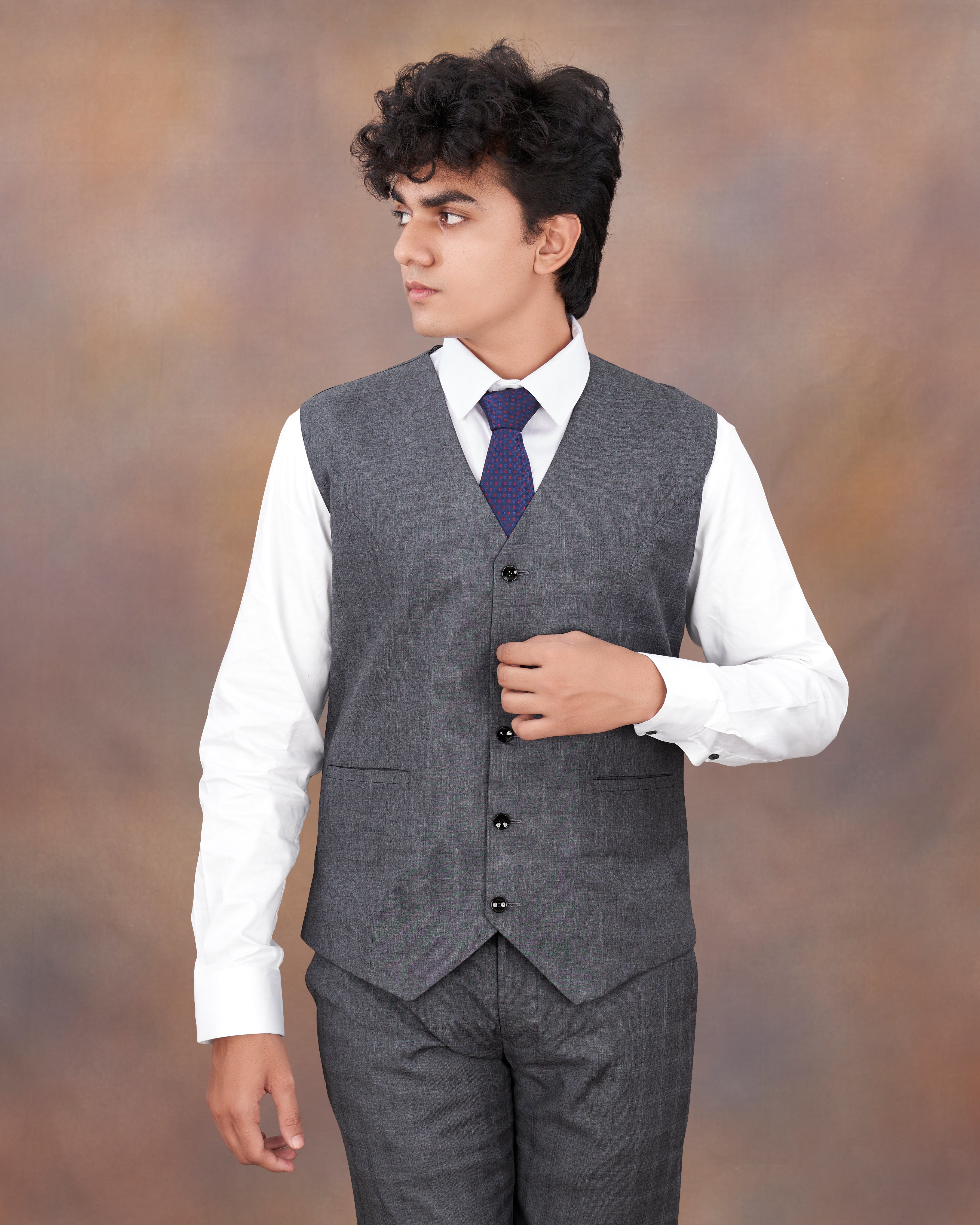 Wenge Gray Textured  Waistcoat V2327-36, V2327-38, V2327-40, V2327-42, V2327-44, V2327-46, V2327-48, V2327-50, V2327-52, V2327-54, V2327-56, V2327-58, V2327-60