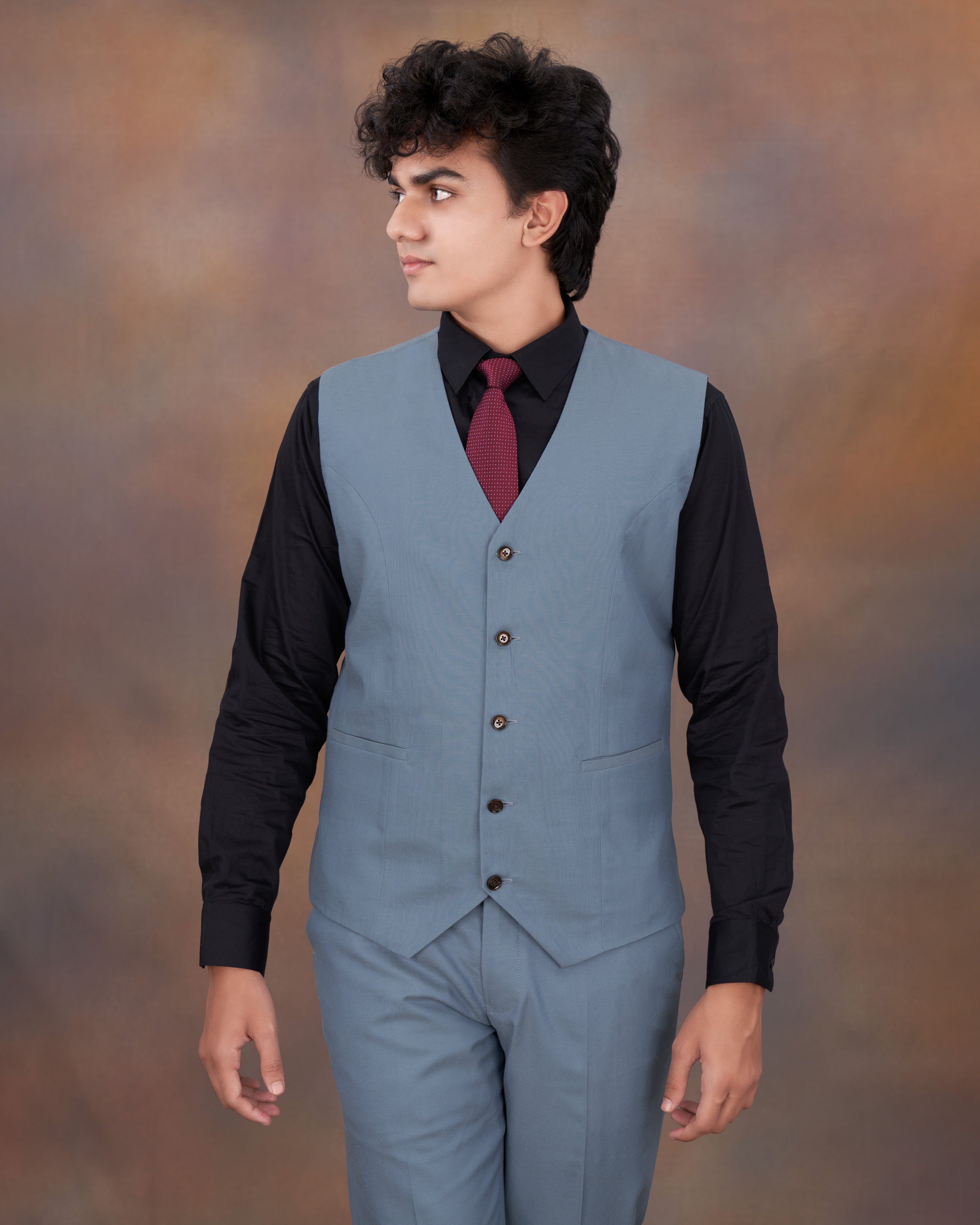 Metallic Blue Premium Cotton Waistcoat V2331-36, V2331-38, V2331-40, V2331-42, V2331-44, V2331-46, V2331-48, V2331-50, V2331-52, V2331-54, V2331-56, V2331-58, V2331-60