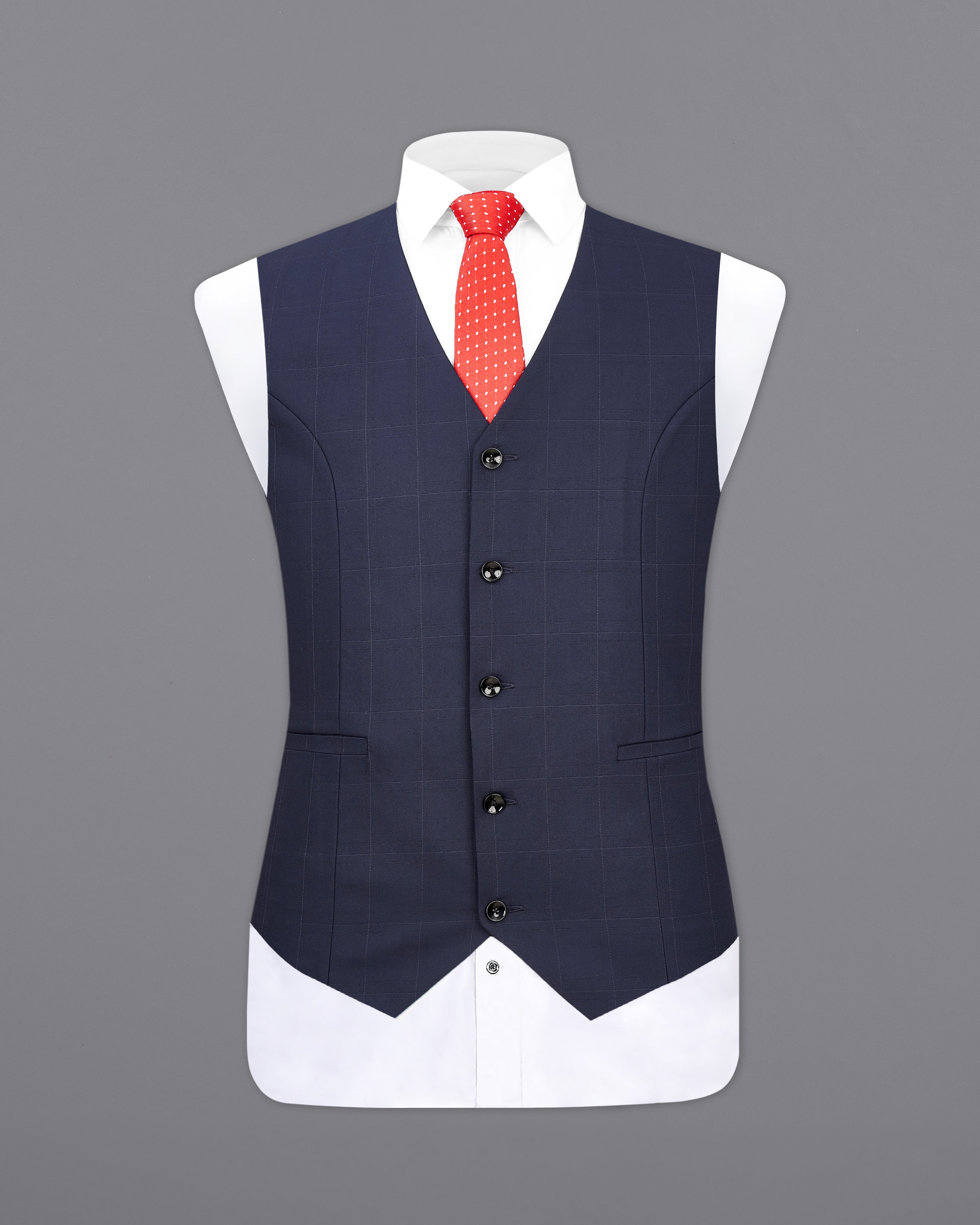 Ebony Clay Navy Blue Plaid Waistcoat V2346-36, V2346-38, V2346-40, V2346-42, V2346-44, V2346-46, V2346-48, V2346-50, V2346-52, V2346-54, V2346-56, V2346-58, V2346-60