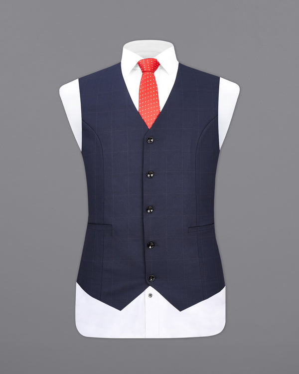 Ebony Clay Navy Blue Plaid Waistcoat V2346-36, V2346-38, V2346-40, V2346-42, V2346-44, V2346-46, V2346-48, V2346-50, V2346-52, V2346-54, V2346-56, V2346-58, V2346-60