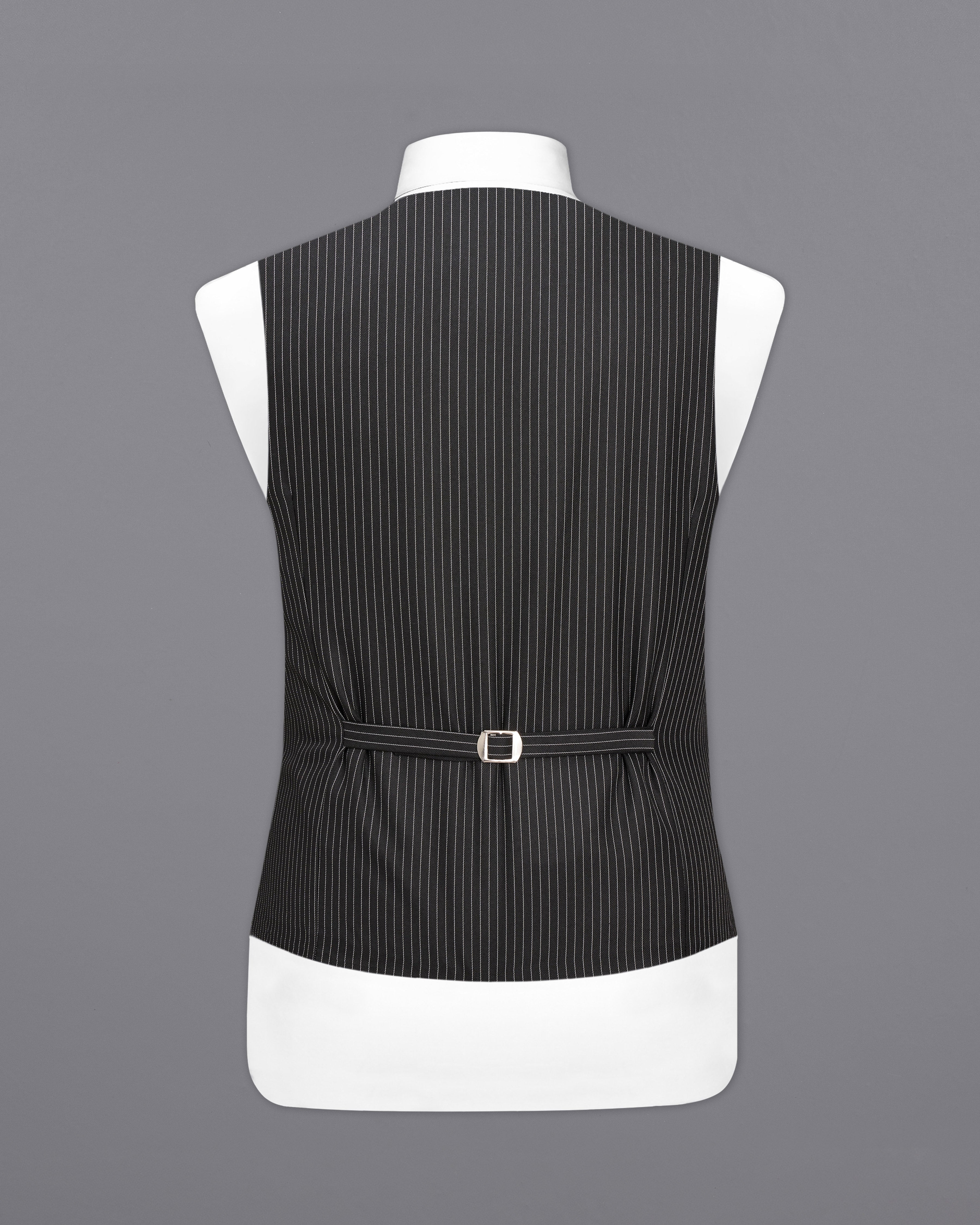 Zeus Black with White Striped Designer Waistcoat V2377-36, V2377-38, V2377-40, V2377-42, V2377-44, V2377-46, V2377-48, V2377-50, V2377-52, V2377-54, V2377-56, V2377-58, V2377-60