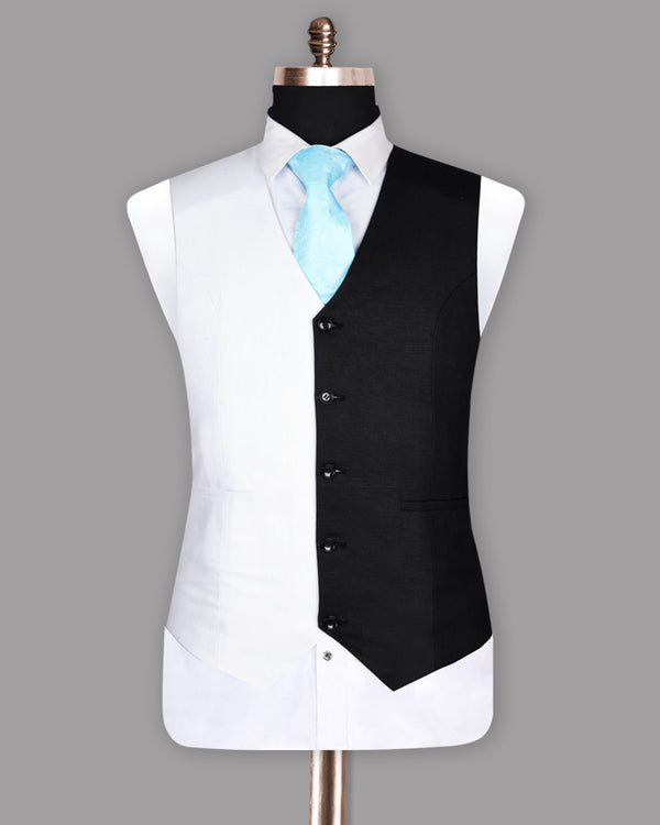 Half white and Half Black Premium Linen Sport Waistcoat V239-42, V239-58, V239-50, V239-38, V239-46, V239-56, V239-44, V239-48, V239-54, V239-40, V239-52, V239-36, V239-60