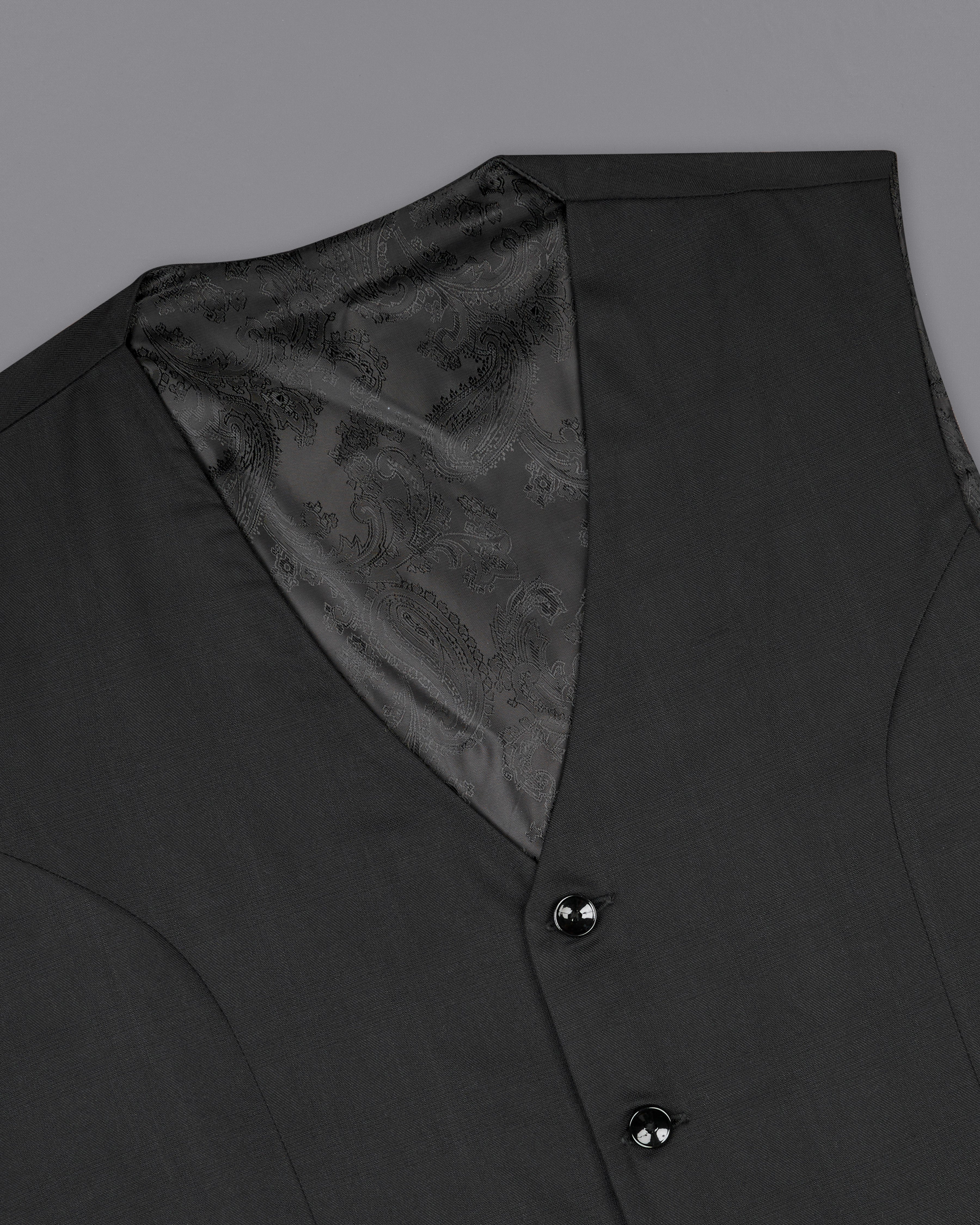 Shark Black Textured Waistcoat