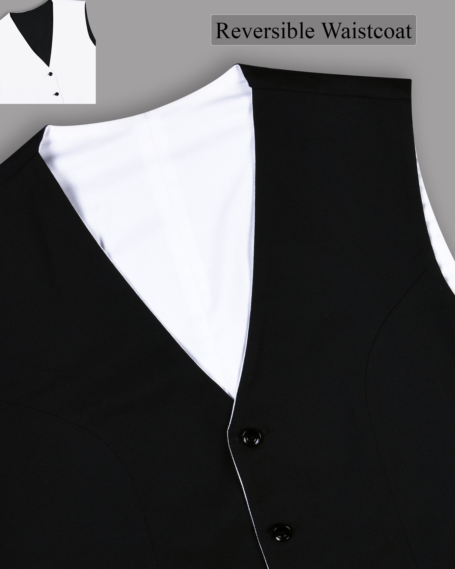 Jade Black And Bright White Reversible Waistcoat V245-44, V245-48, V245-58, V245-56, V245-46, V245-50, V245-60, V245-52, V245-54, V245-42, V245-38, V245-36, V245-40
