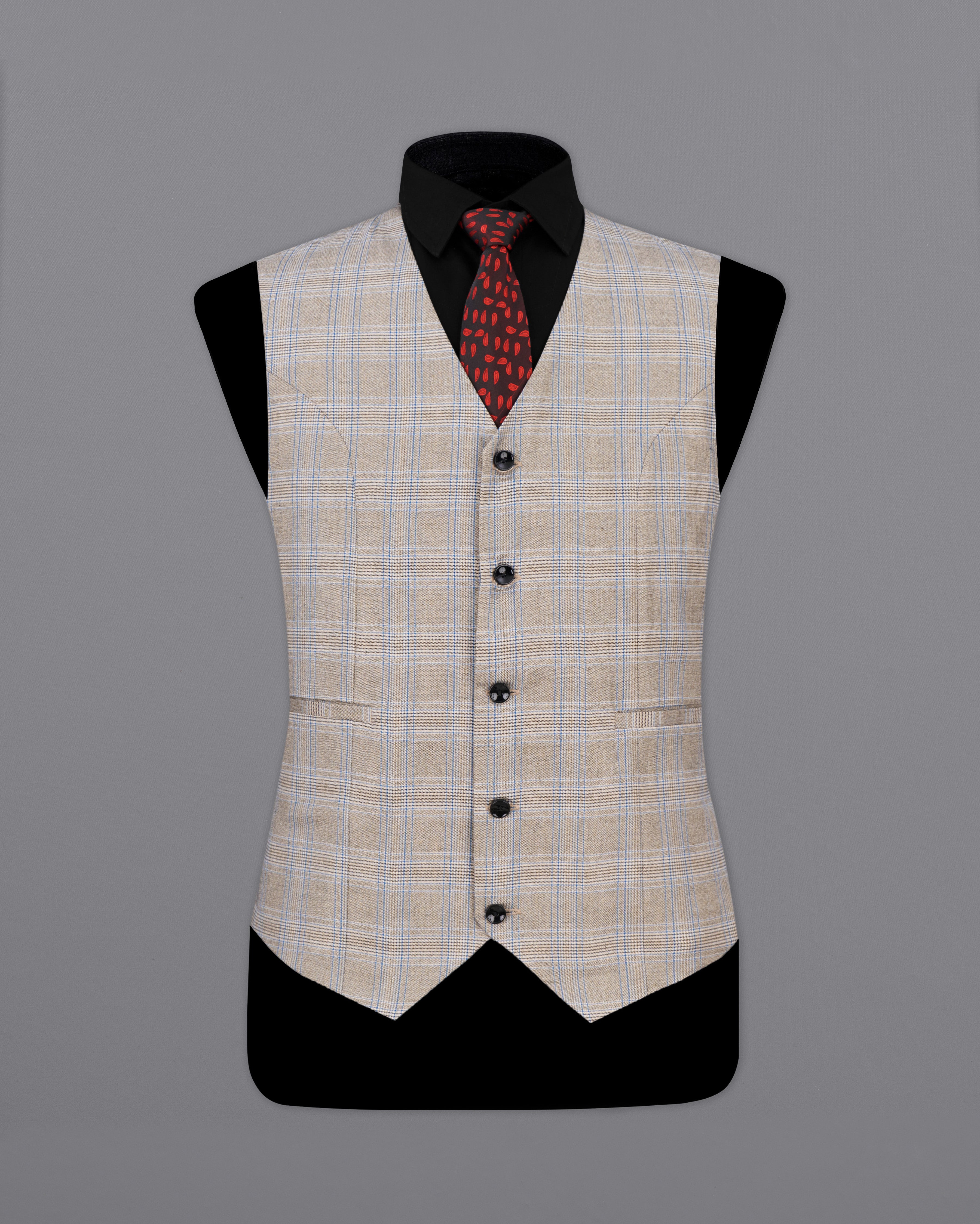 Sandrift Brown with Persian Blue Plaid Waistcoat V2512-36, V2512-38, V2512-40, V2512-42, V2512-44, V2512-46, V2512-48, V2512-50, V2512-52, V2512-54, V2512-56, V2512-58, V2512-60