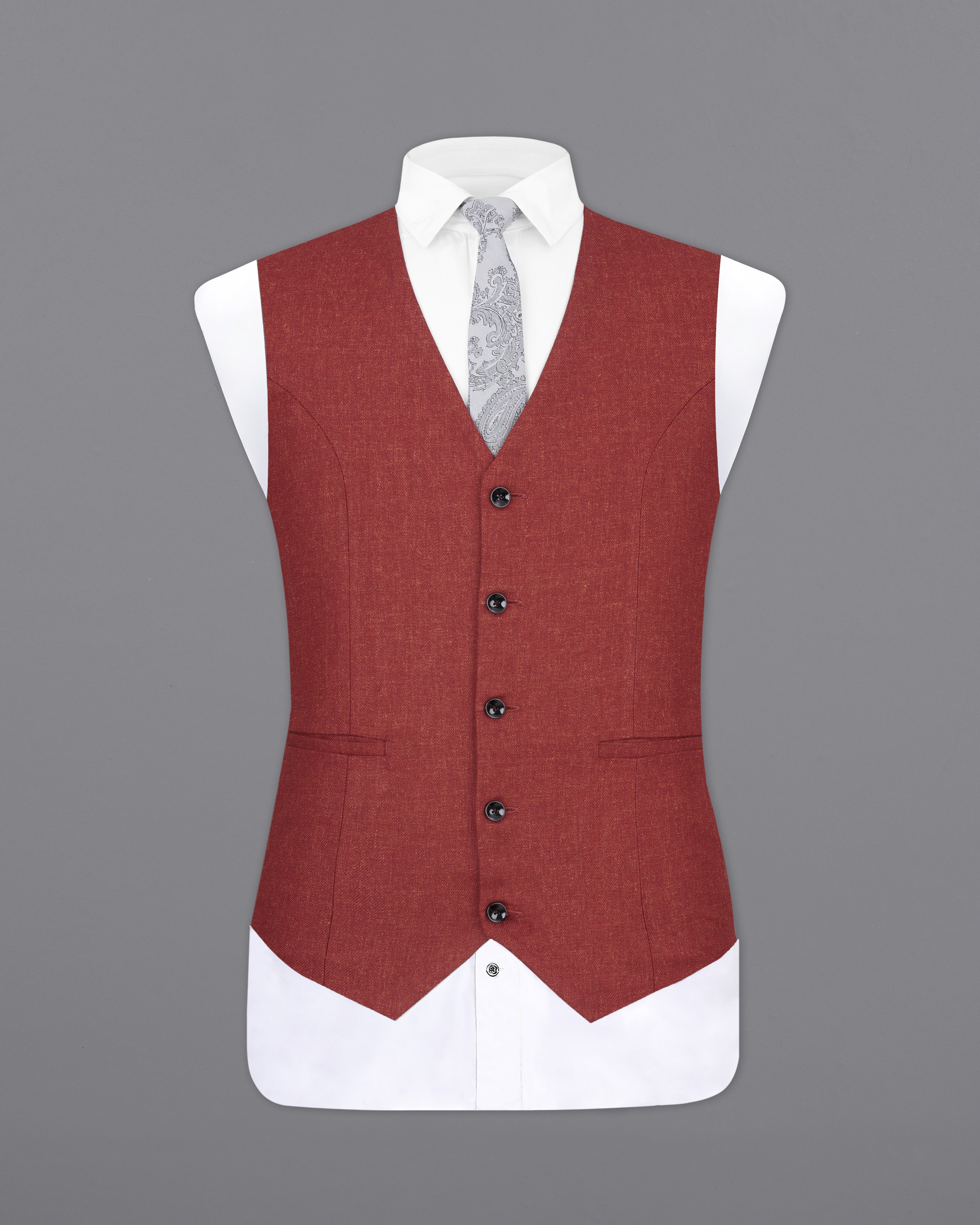 Cordovan Red Wool Rich Designer Waistcoat V2533-36, V2533-38, V2533-40, V2533-42, V2533-44, V2533-46, V2533-48, V2533-50, V2533-53, V2533-54, V2533-56, V2533-58, V2533-60