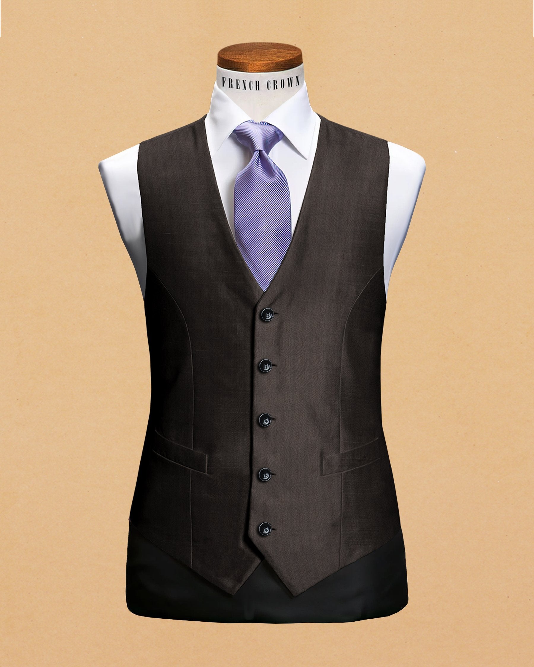 Light Brown Micro Textured Waist Coat