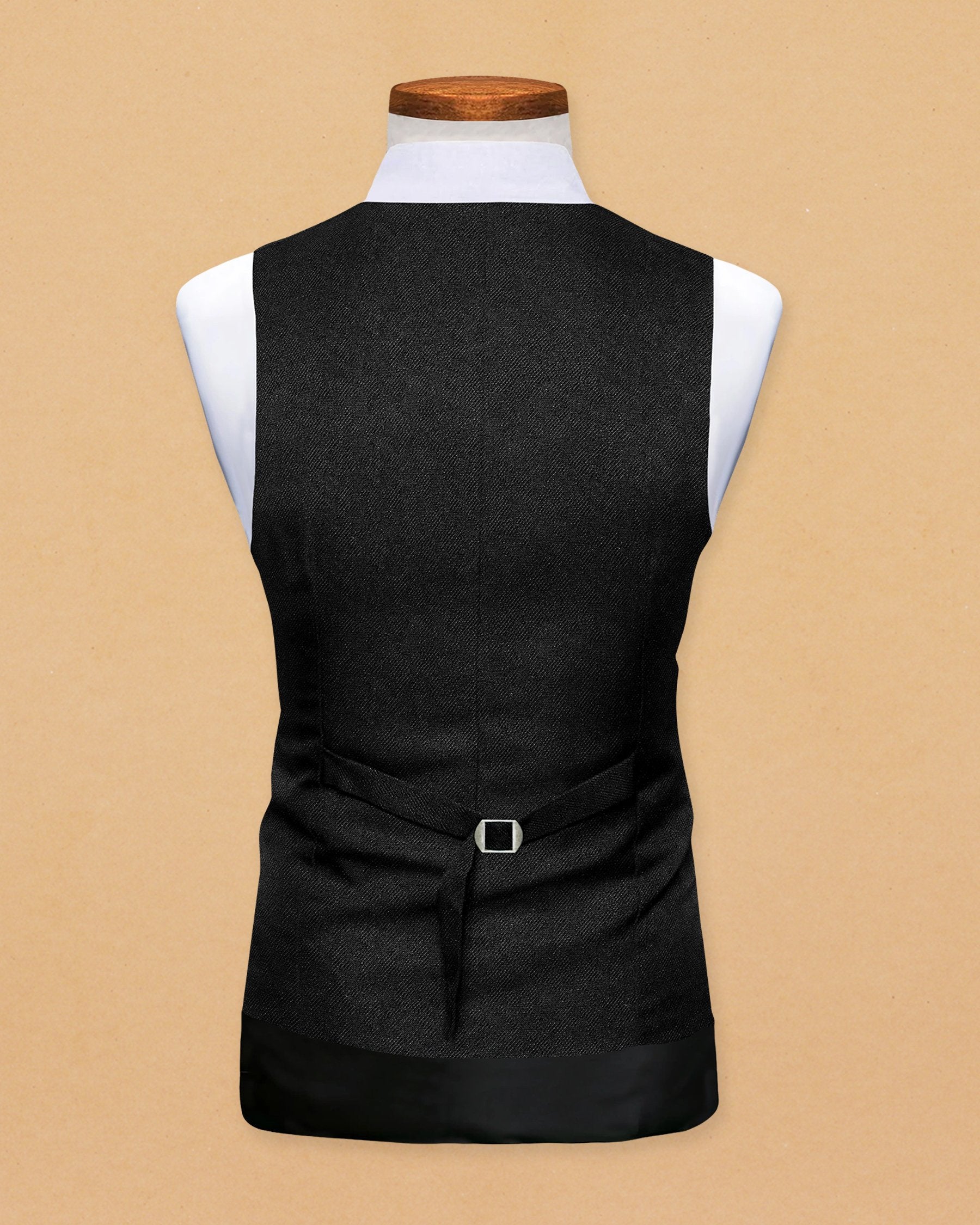 Jade Black textured Waistcoat