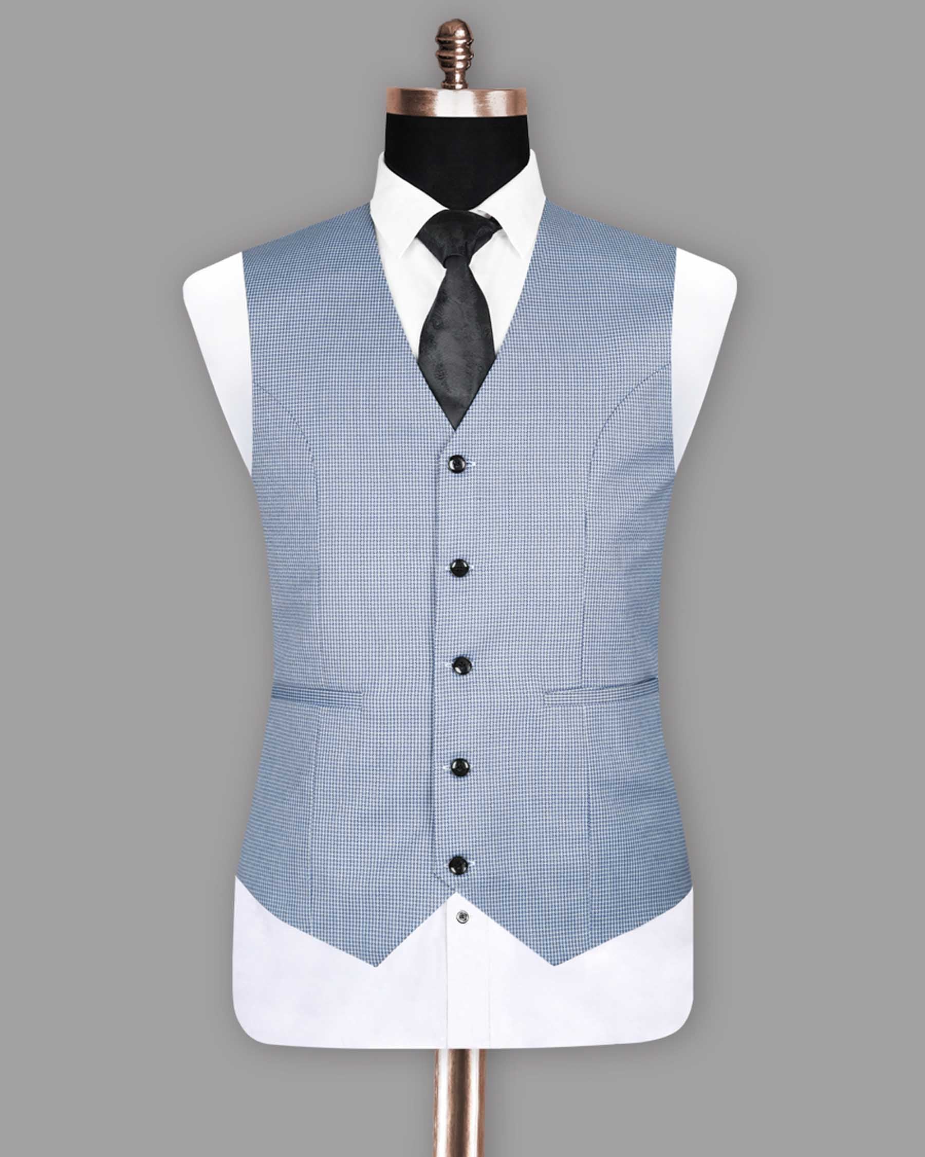 Sky Micro Textured Wool Blend Waistcoat