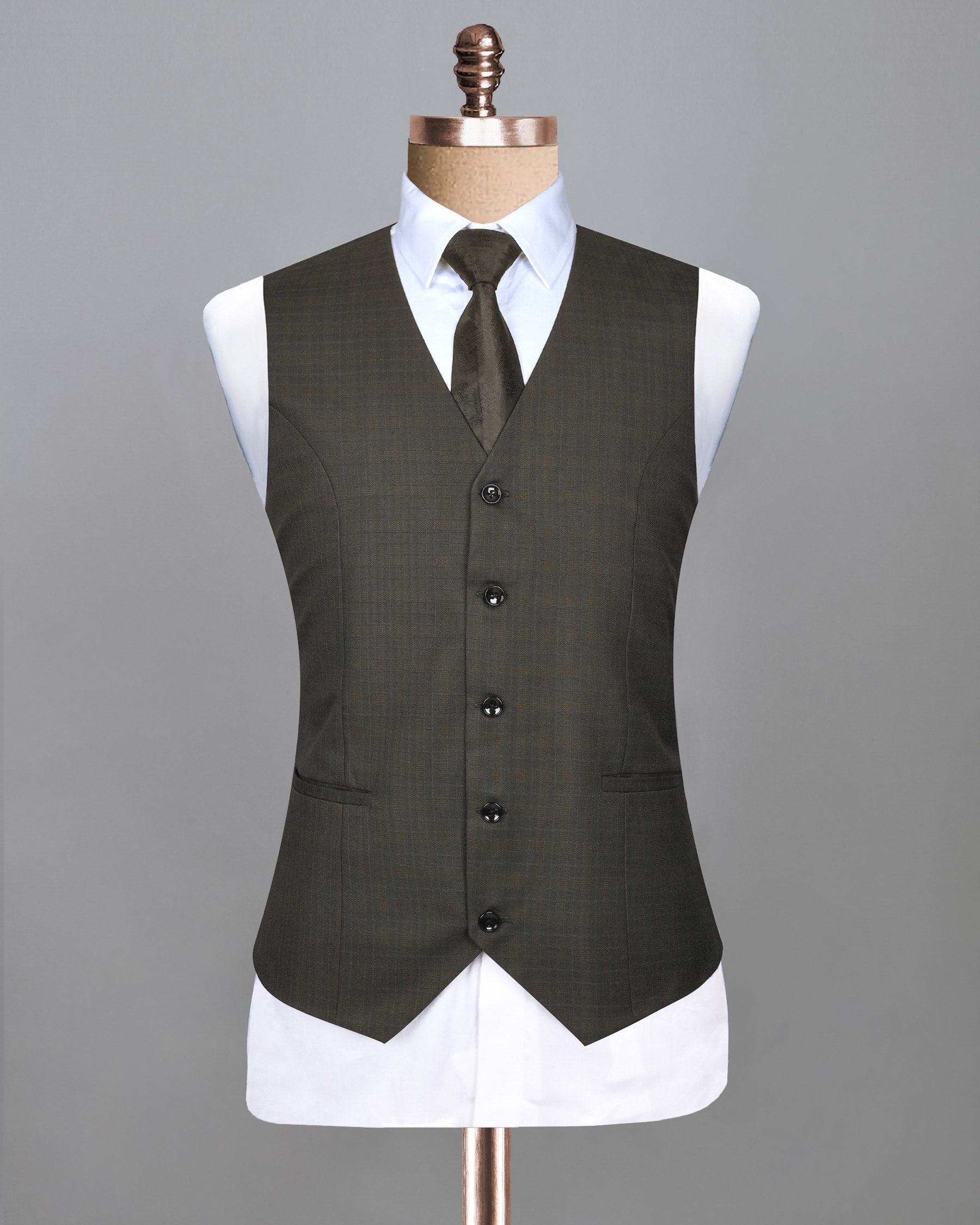 Wood Brown Wool blend Waistcoat V82-54, V82-56, V82-58, V82-60, V82-36, V82-38, V82-40, V82-42, V82-44, V82-46, V82-48, V82-50, V82-52