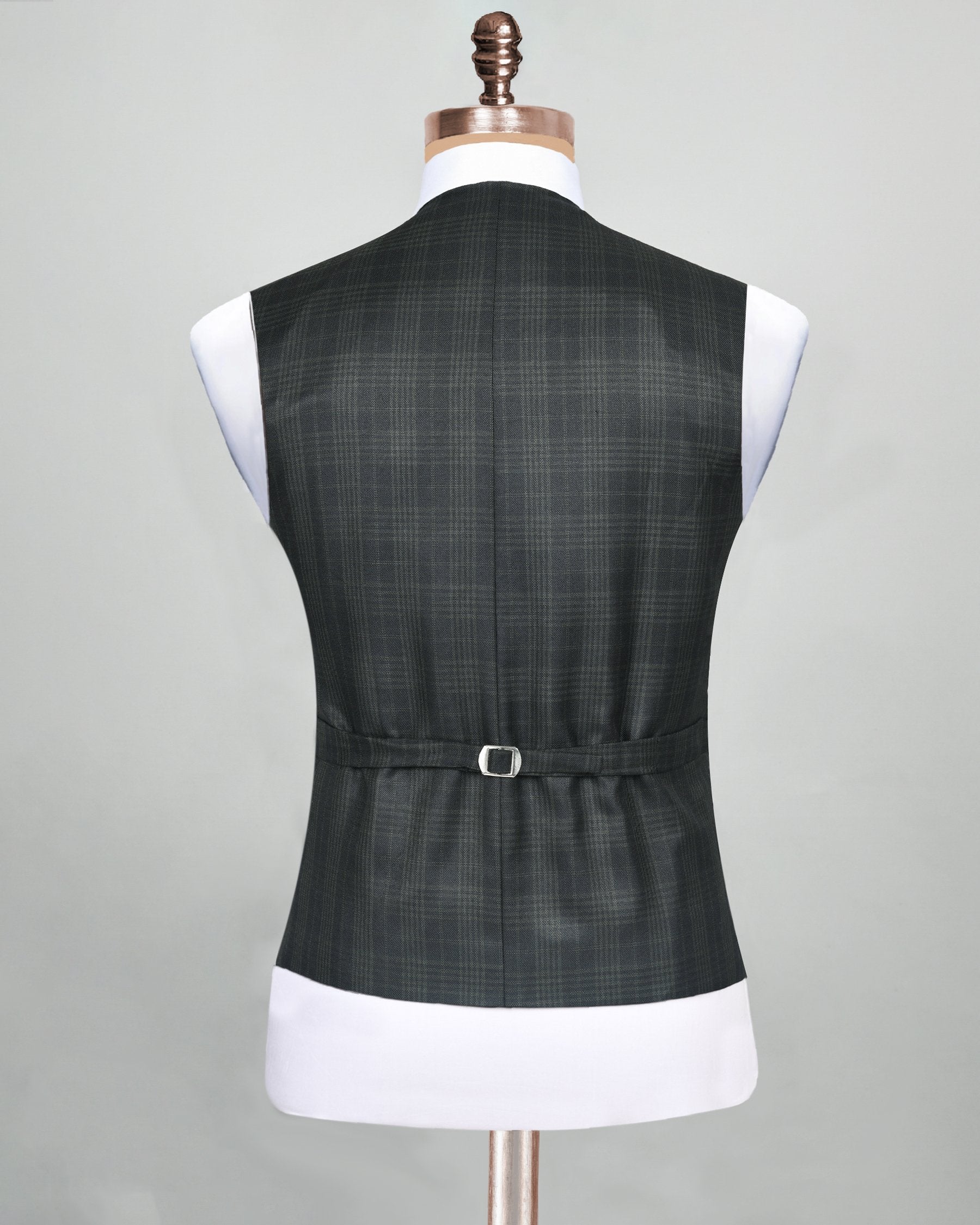 Charcoal with Green plaid Wool blend Waistcoat