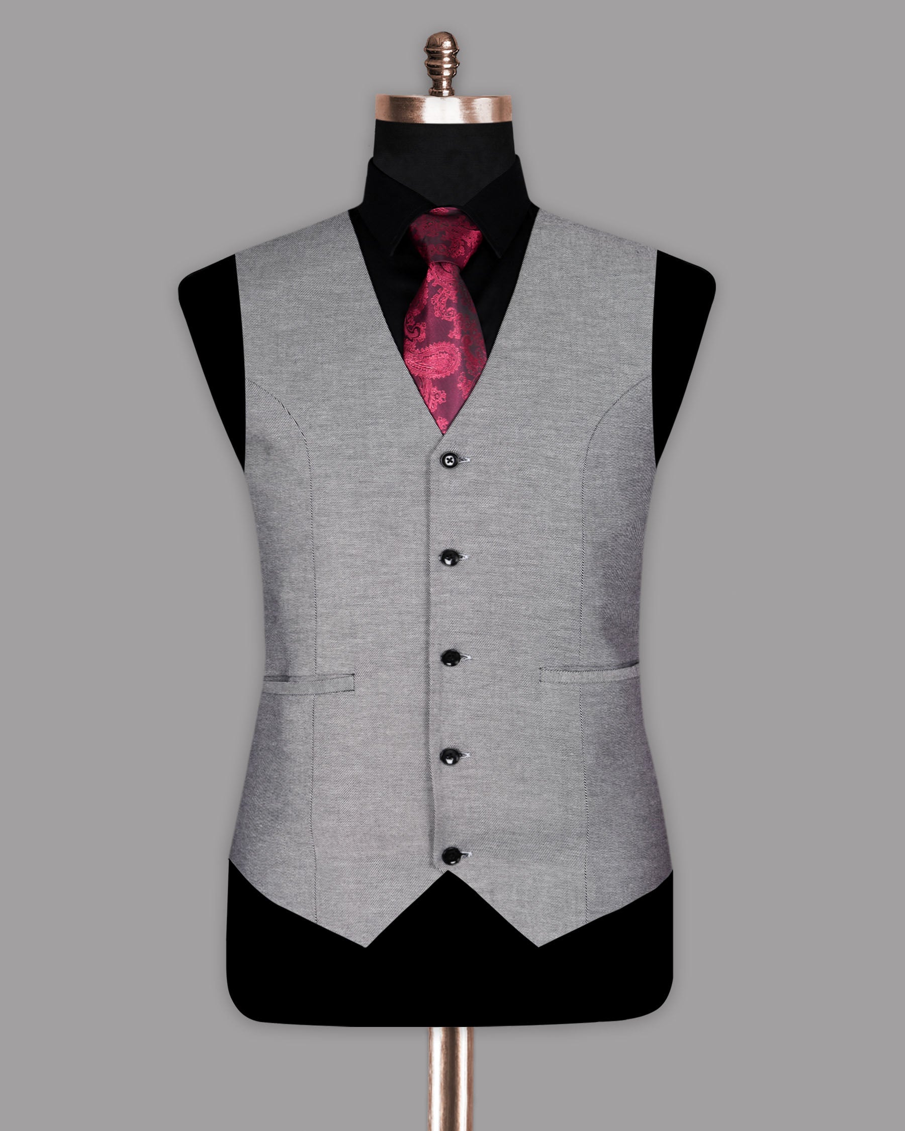 Silver Grey Premium Cotton Waistcoat V845-50, V845-56, V845-40, V845-42, V845-44, V845-46, V845-48, V845-38, V845-58, V845-60, V845-54, V845-36, V845-52