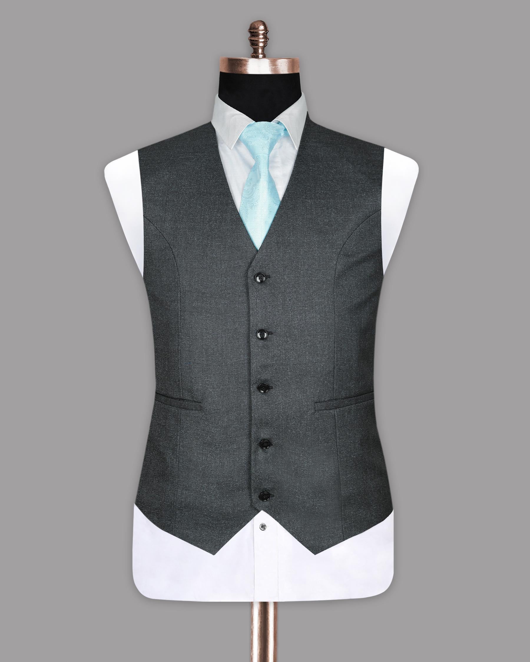 Charcoal Wool-Silk blend Waistcoat V848-48, V848-56, V848-36, V848-38, V848-40, V848-42, V848-58, V848-60, V848-52, V848-46, V848-44, V848-50, V848-54