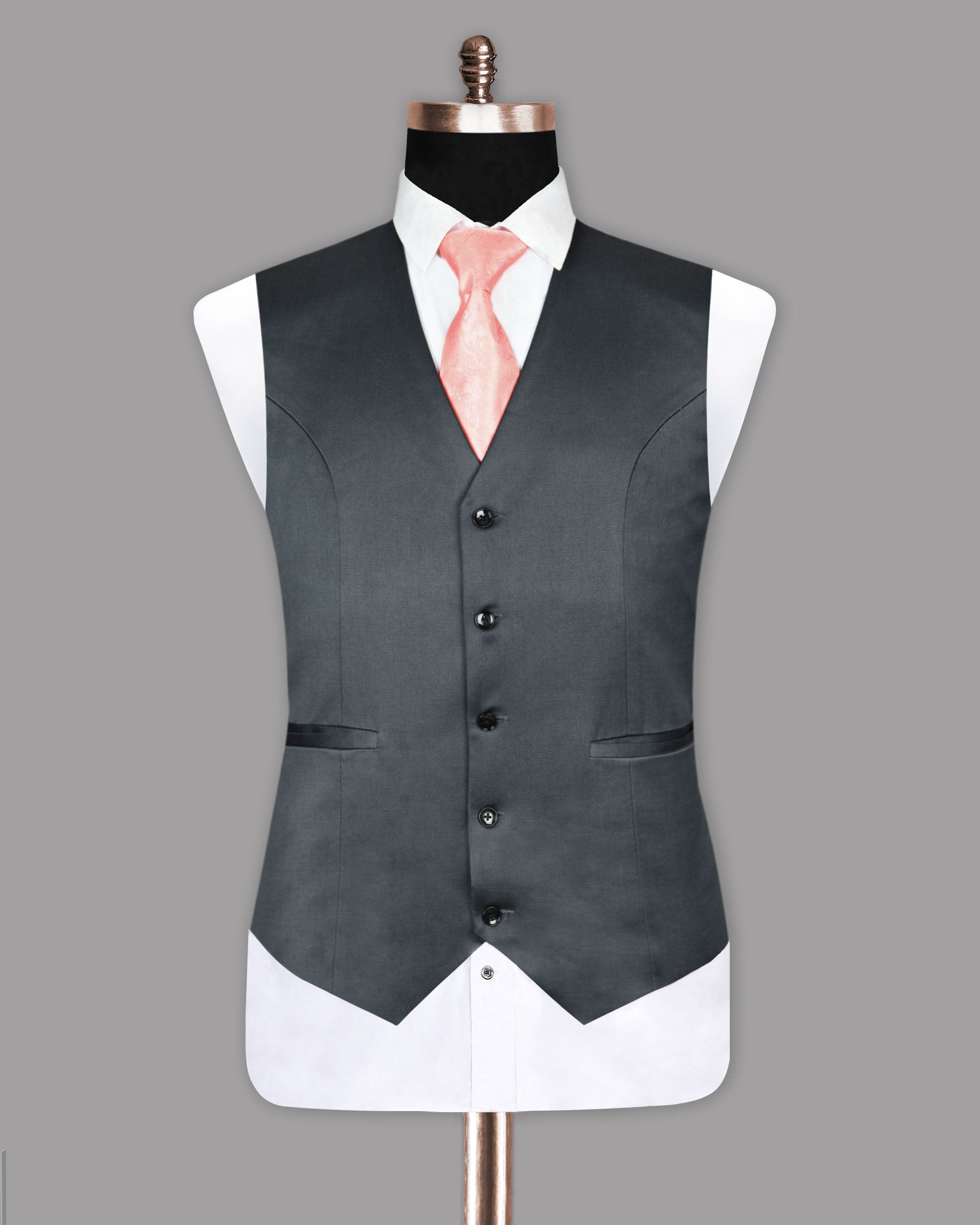 Iron Grey Wool-Silk blend Waistcoat V849-52, V849-48, V849-58, V849-60, V849-46, V849-56, V849-38, V849-42, V849-50, V849-54, V849-36, V849-40, V849-44