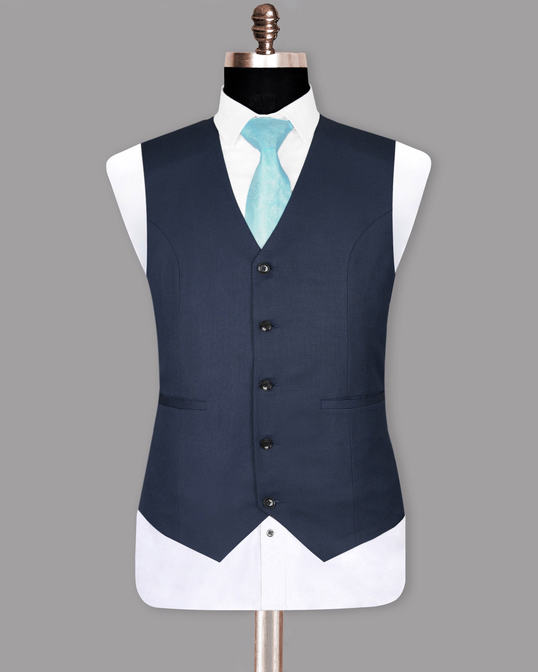 Navy Subtle Textured Wool Rich Waistcoat V925-56, V925-36, V925-38, V925-40, V925-58, V925-48, V925-50, V925-54, V925-42, V925-60, V925-52, V925-46, V925-44