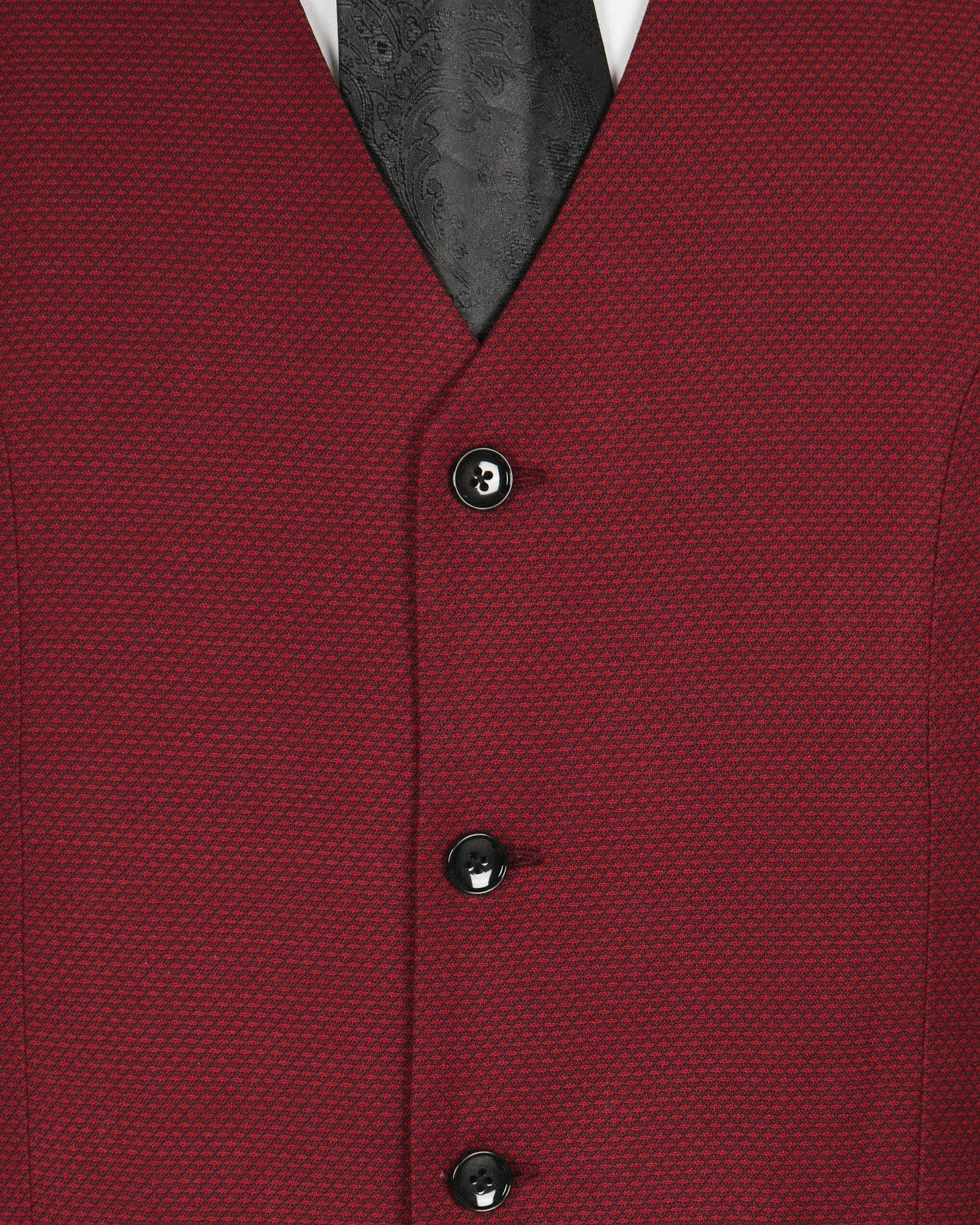 Brick Red Subtle Diamond Textured Waistcoat