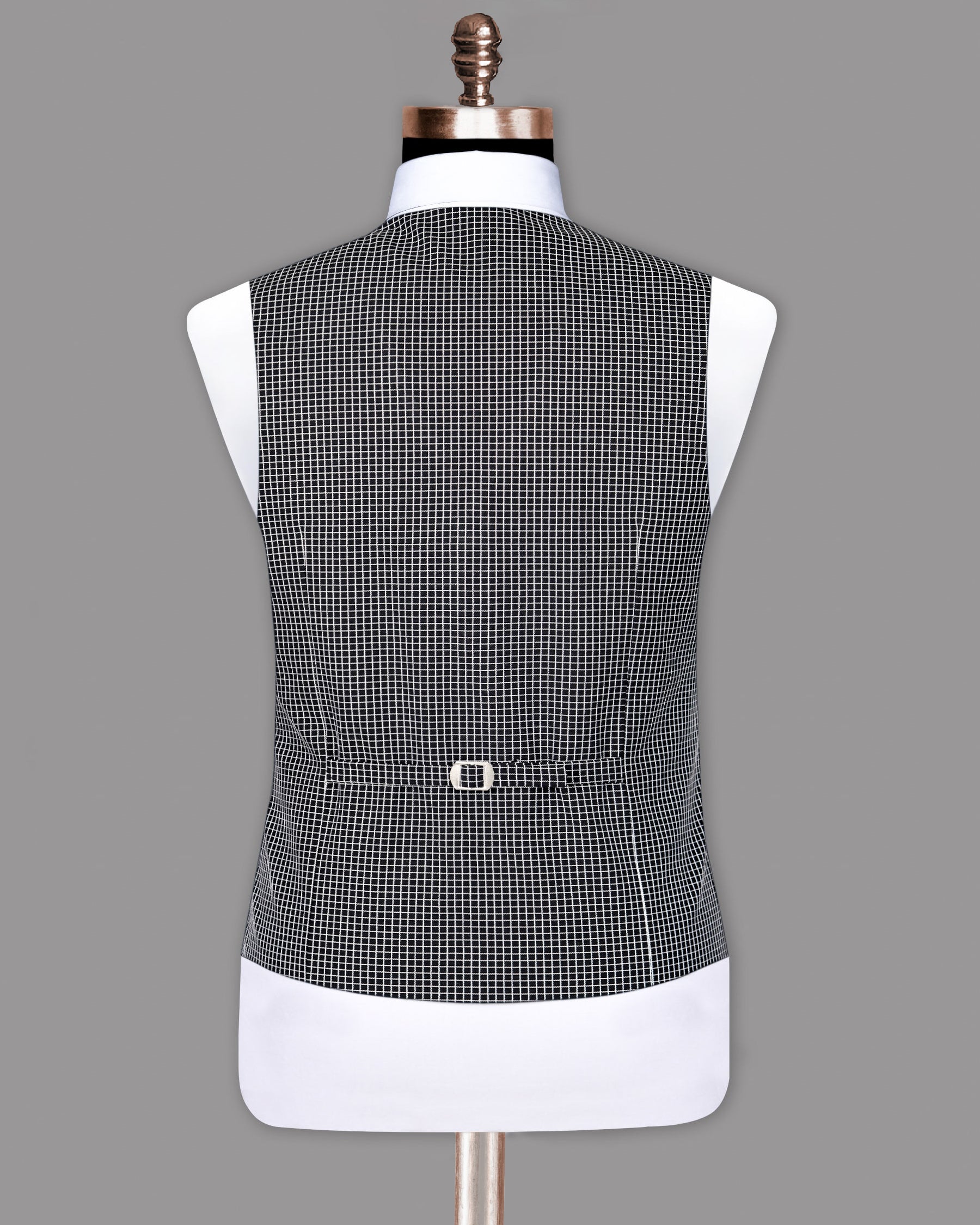 Jade Black Micro Checked Waistcoat