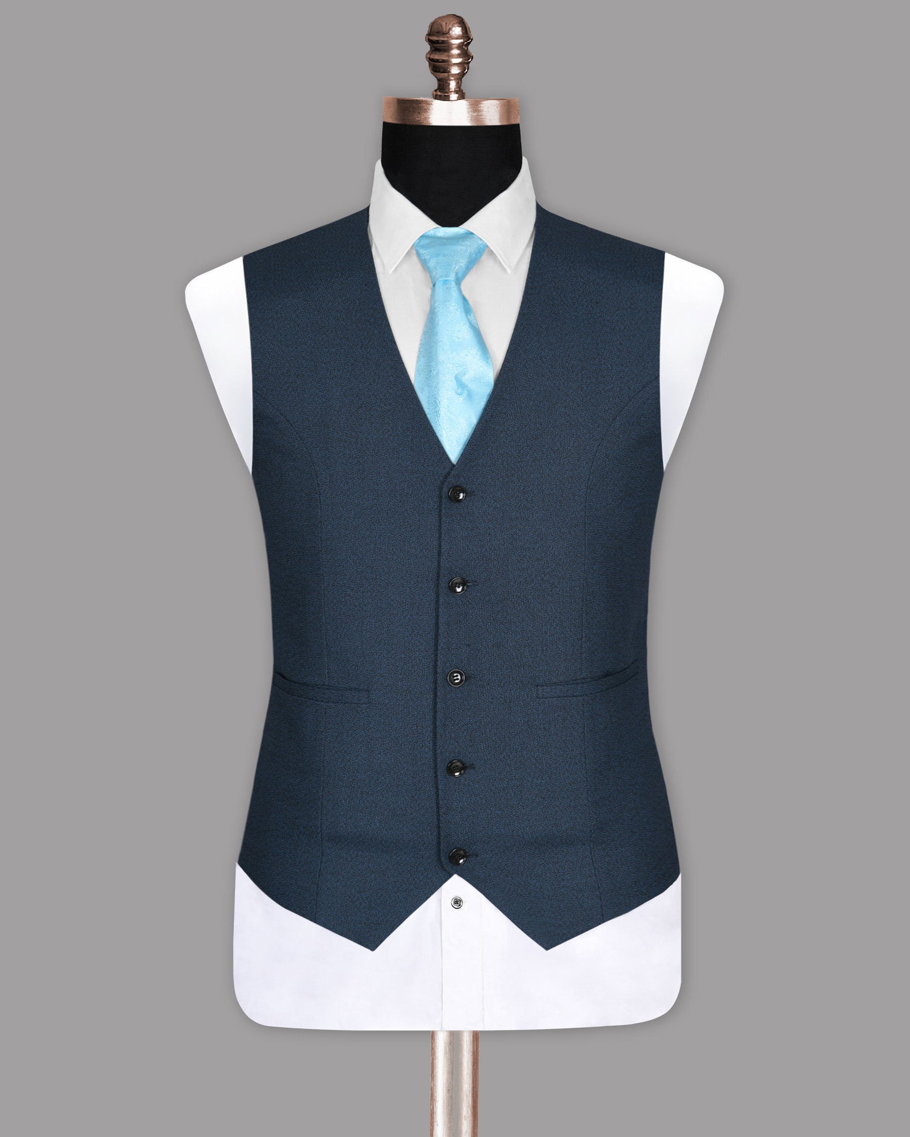 Bunting Blue with Black Textured Waistcoat V982-56, V982-42, V982-46, V982-50, V982-60, V982-48, V982-52, V982-54, V982-40, V982-36, V982-38, V982-44, V982-58