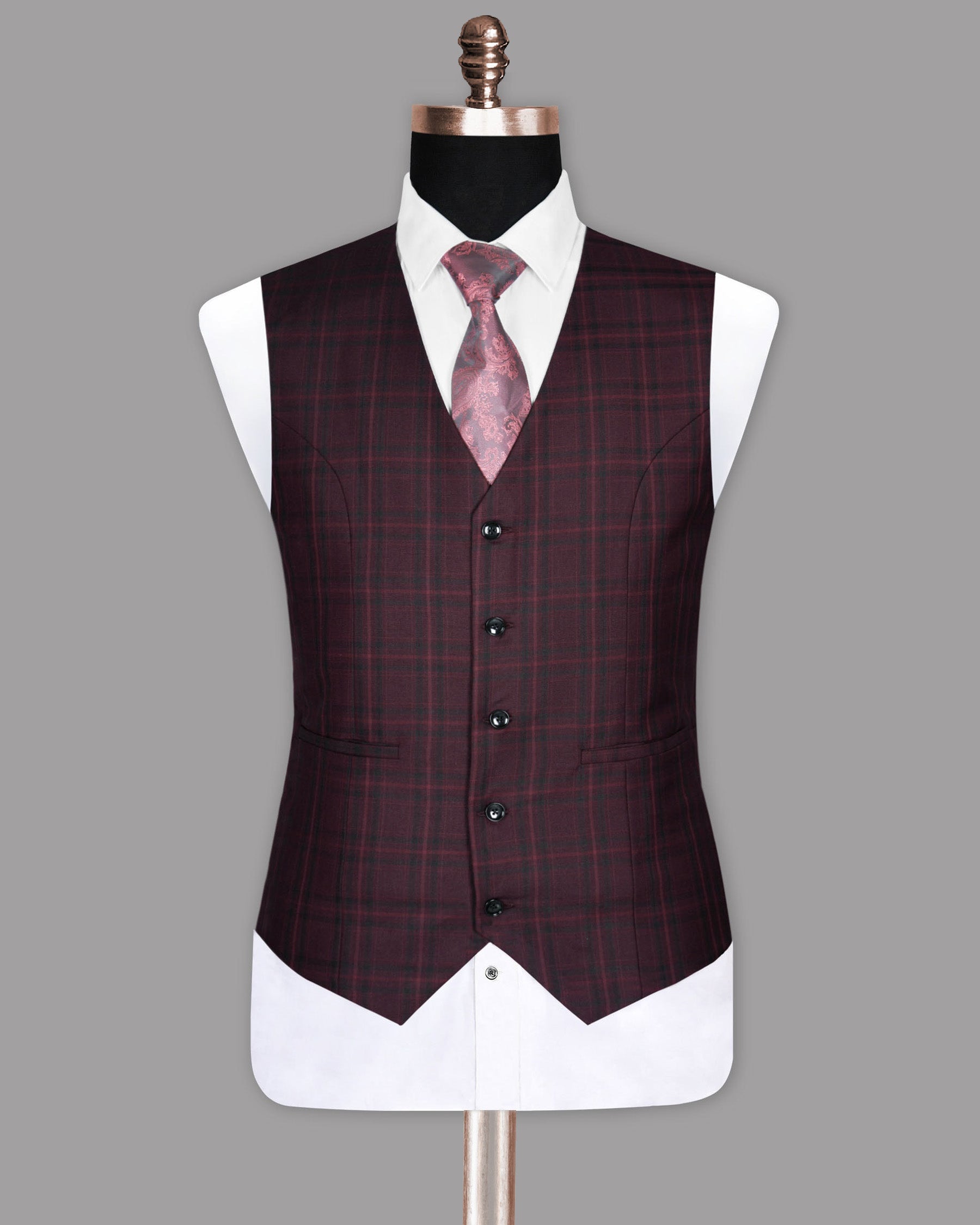 Bulgarian Rose Plaid Waistcoat V984-42, V984-48, V984-60, V984-36, V984-38, V984-40, V984-44, V984-46, V984-50, V984-52, V984-54, V984-56, V984-58