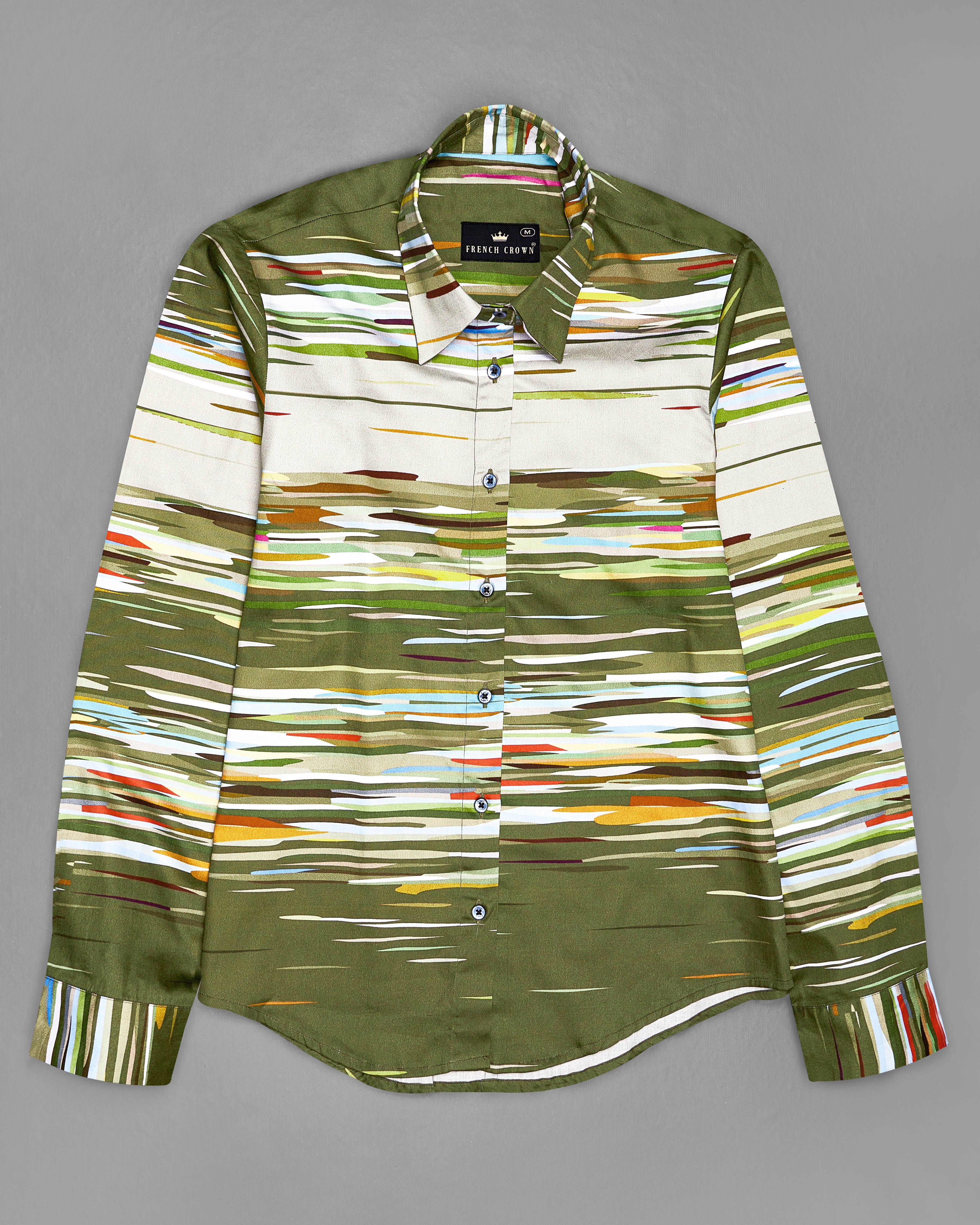 Verdigris Green Multicolour Printed Premium Tencel Shirt WS050-BLE-32, WS050-BLE-34, WS050-BLE-36, WS050-BLE-38, WS050-BLE-40, WS050-BLE-42