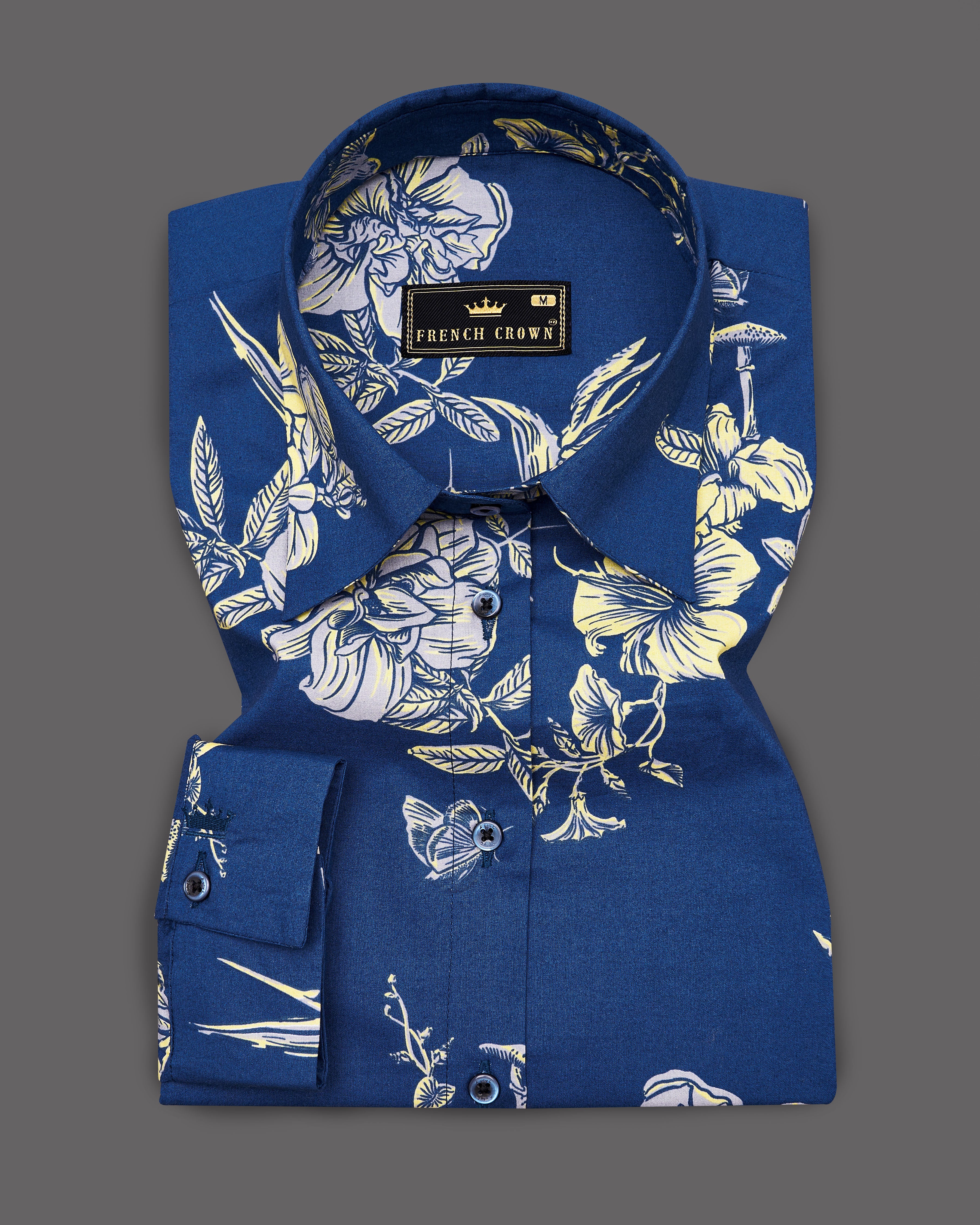 Dianne Blue Floral Printed Premium Cotton Shirt WS054-BLE-32, WS054-BLE-34, WS054-BLE-36, WS054-BLE-38, WS054-BLE-40, WS054-BLE-42