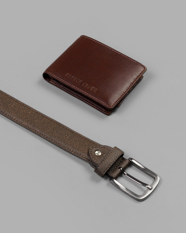 Pack Of 1 Brown Wallet And 1 Brown Belt WB-08/22-30, WB-08/22-32, WB-08/22-34, WB-08/22-36, WB-08/22-38, WB-08/22-28
