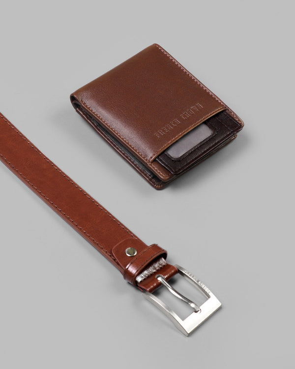 Pack Of 1 Tan With Brown Wallet And 1 Tan Belt WB-26/01-28, WB-26/01-30, WB-26/01-32, WB-26/01-34, WB-26/01-36, WB-26/01-38