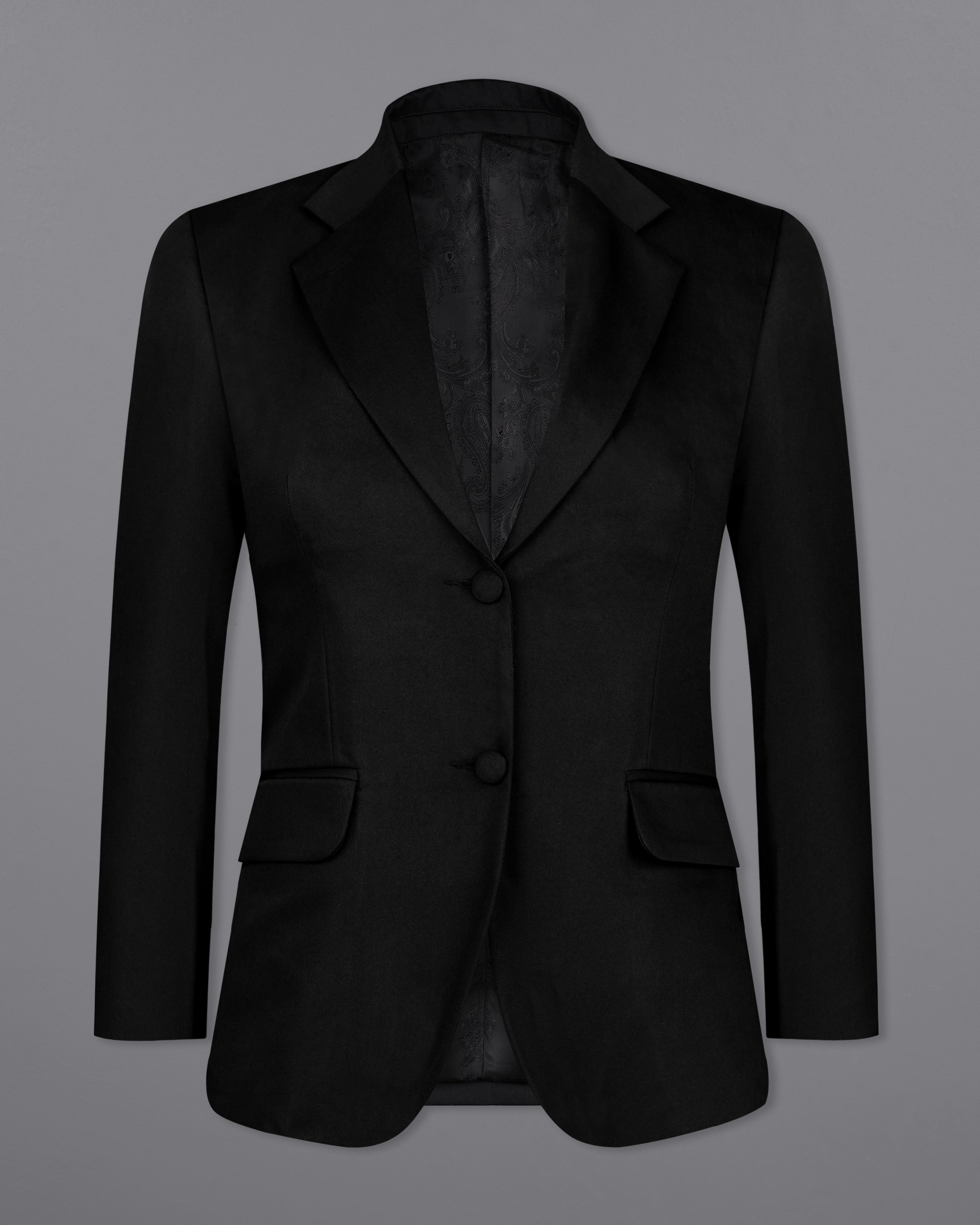 Jade Black Premium Cotton Women's Blazer WBL001-SB-FB-32, WBL001-SB-FB-34, WBL001-SB-FB-36, WBL001-SB-FB-38, WBL001-SB-FB-40, WBL001-SB-FB-42