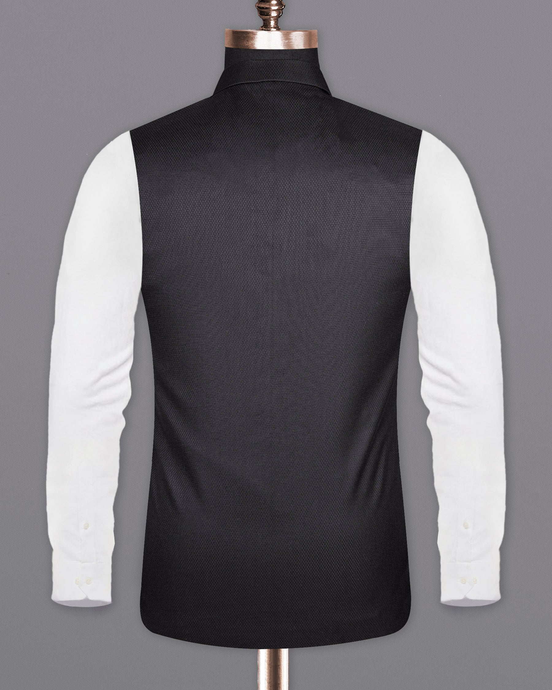 Jade Black Diamond textured Cross Placket Nehru Jacket