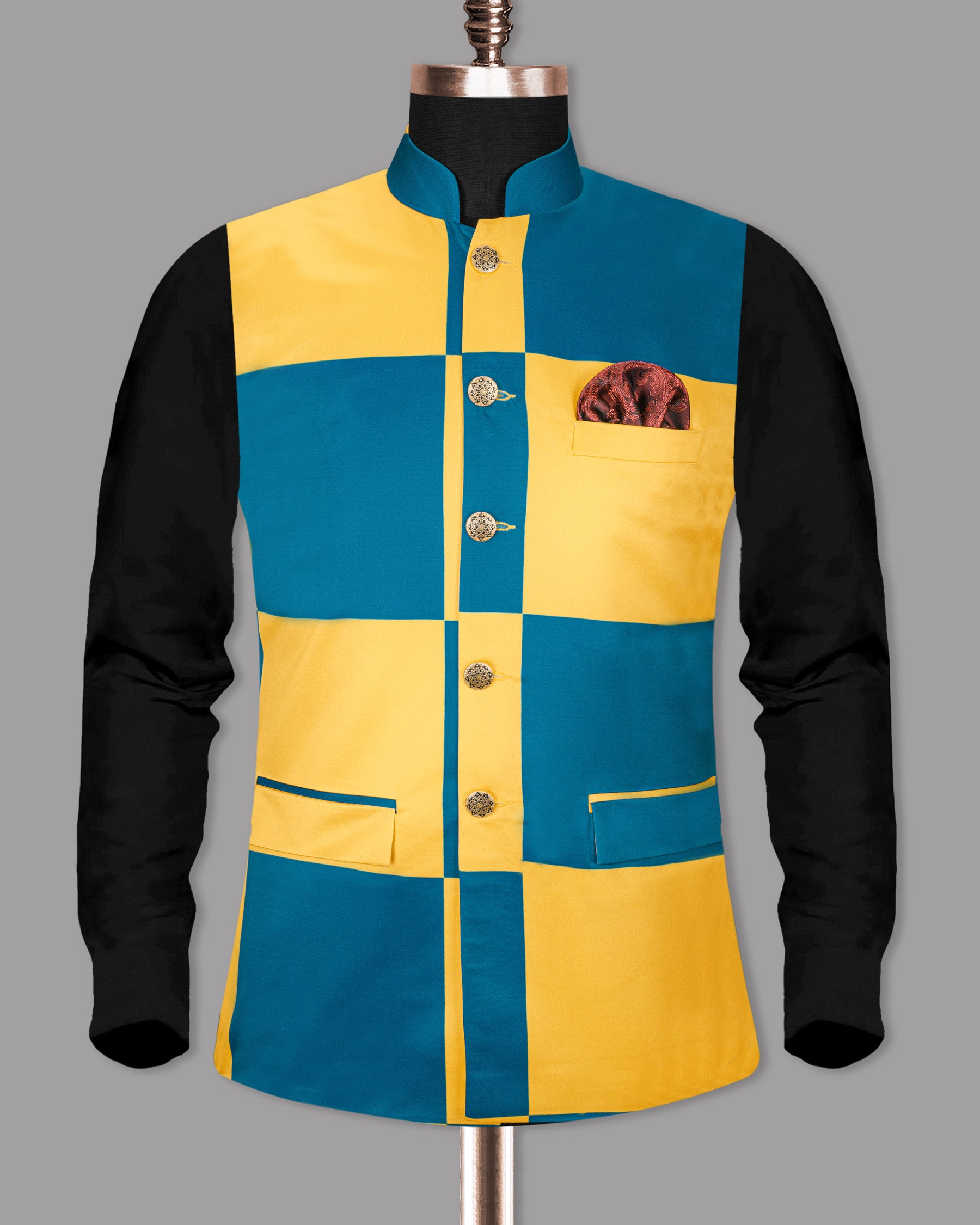 Mosque-Saffron Mango Super Soft Designer Nehru Jacket
