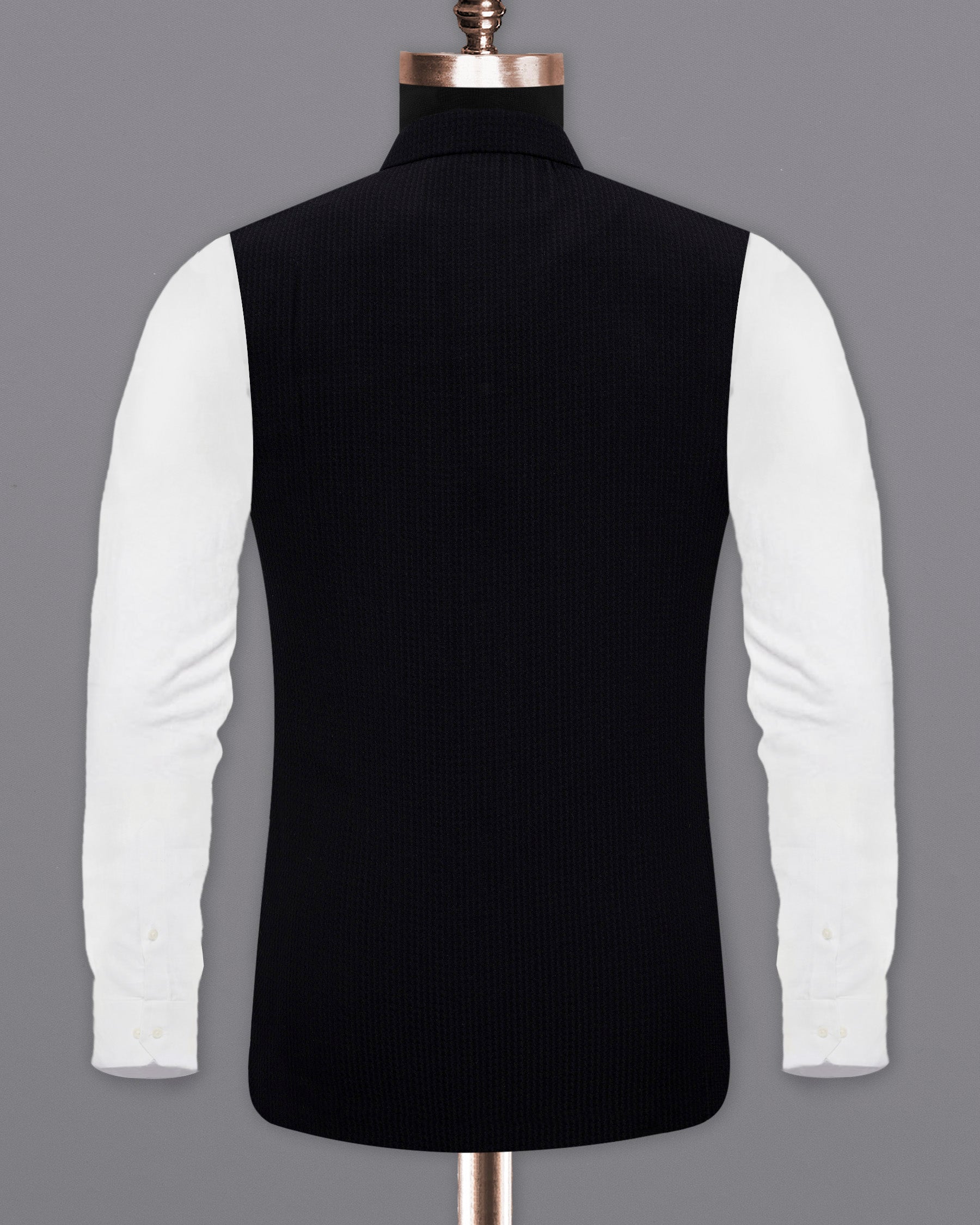 Smoky Black Super Soft Nehru Jacket WC1641-36, WC1641-38, WC1641-40, WC1641-42, WC1641-44, WC1641-46, WC1641-48, WC1641-50, WC1641-52, WC1641-54, WC1641-56, WC1641-58, WC1641-60