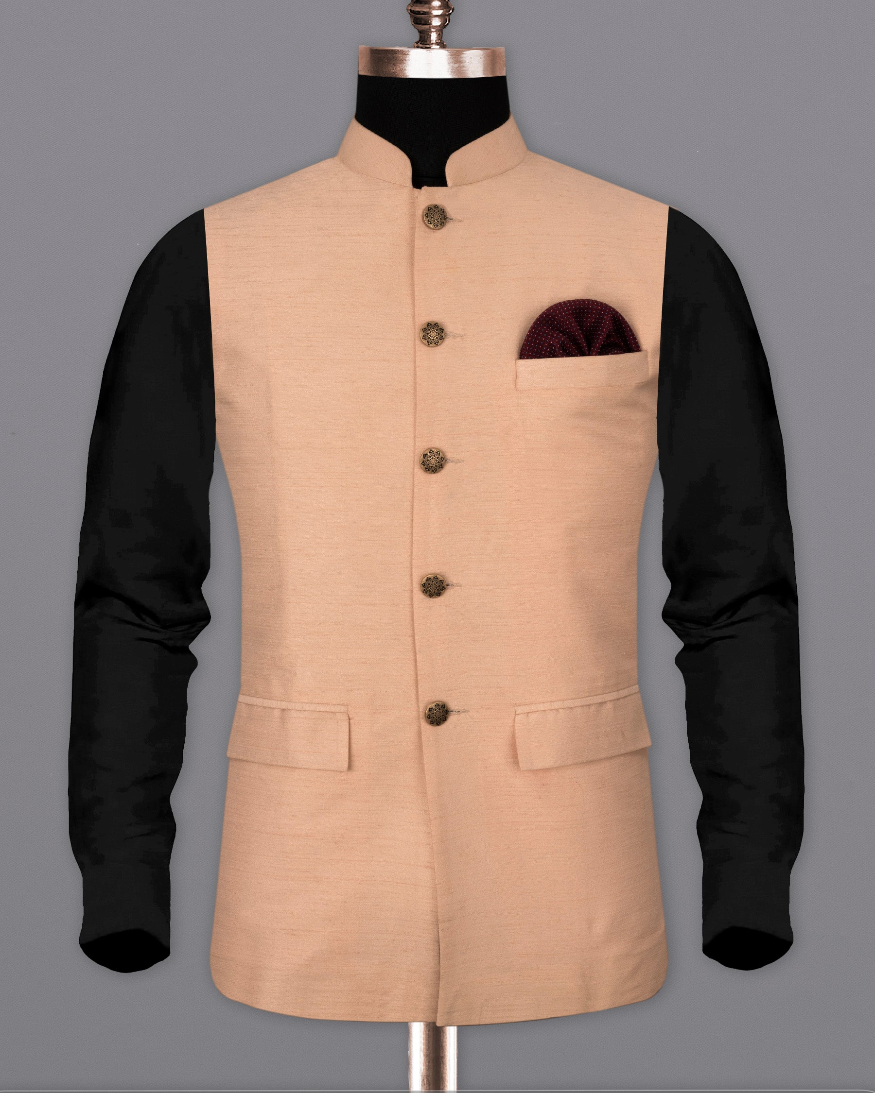 Cashmere Textured  Nehru Jacket WC1645-36, WC1645-38, WC1645-40, WC1645-42, WC1645-44, WC1645-46, WC1645-48, WC1645-50, WC1645-52, WC1645-54, WC1645-56, WC1645-58, WC1645-60